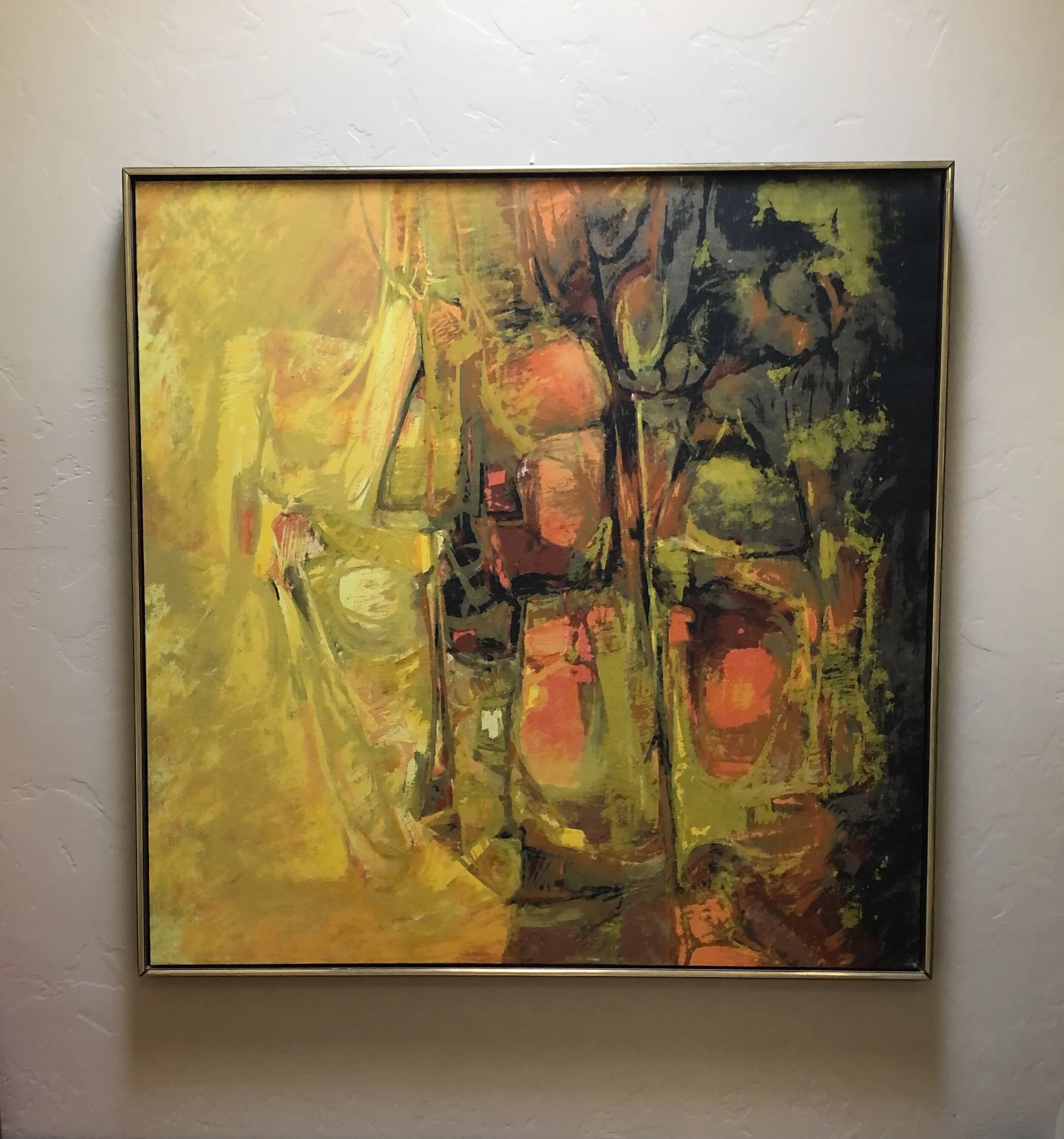Mid Century Modern Abstract Framed Oil