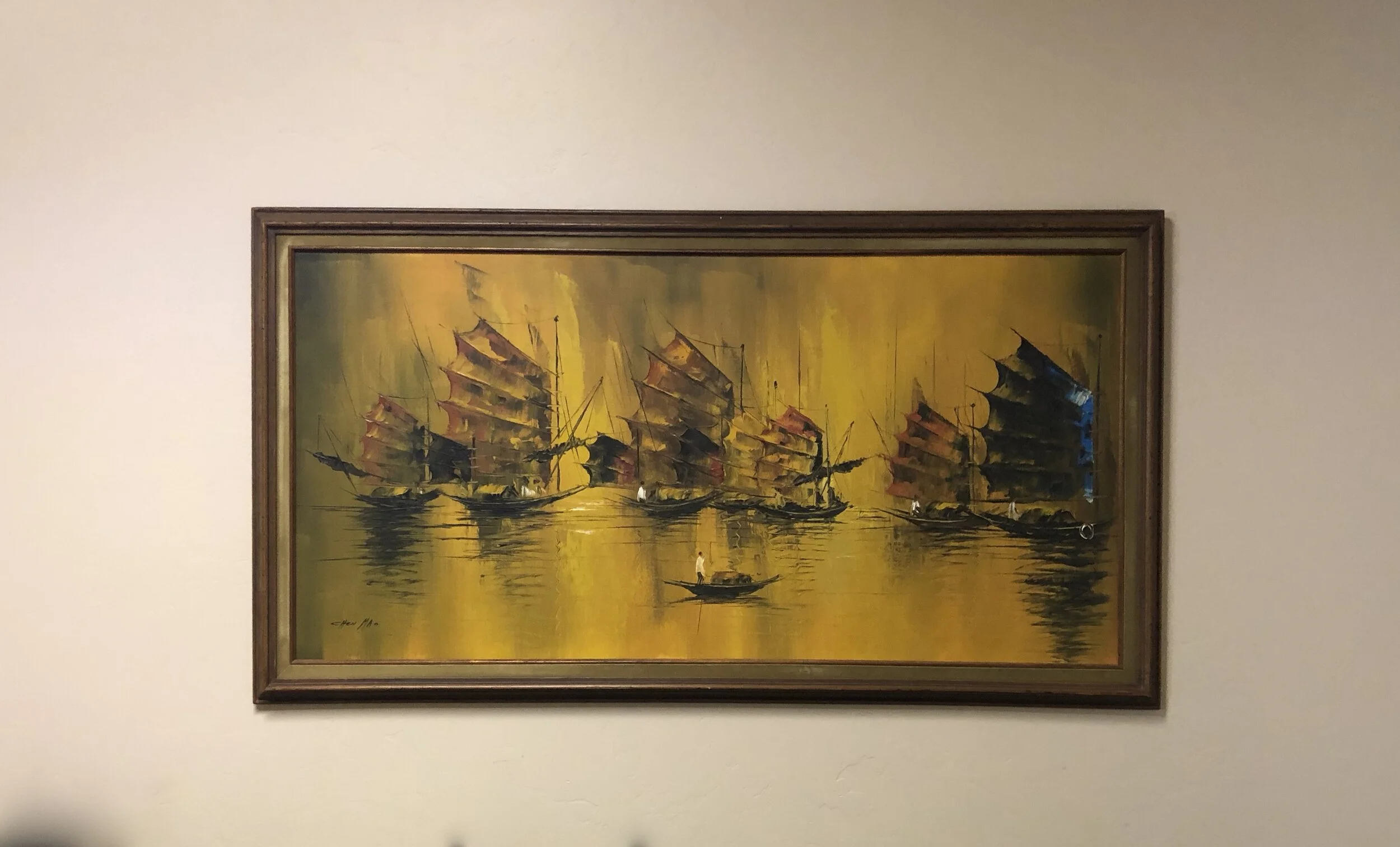 Mid Century Modern Chen Mao Oil on Canvas