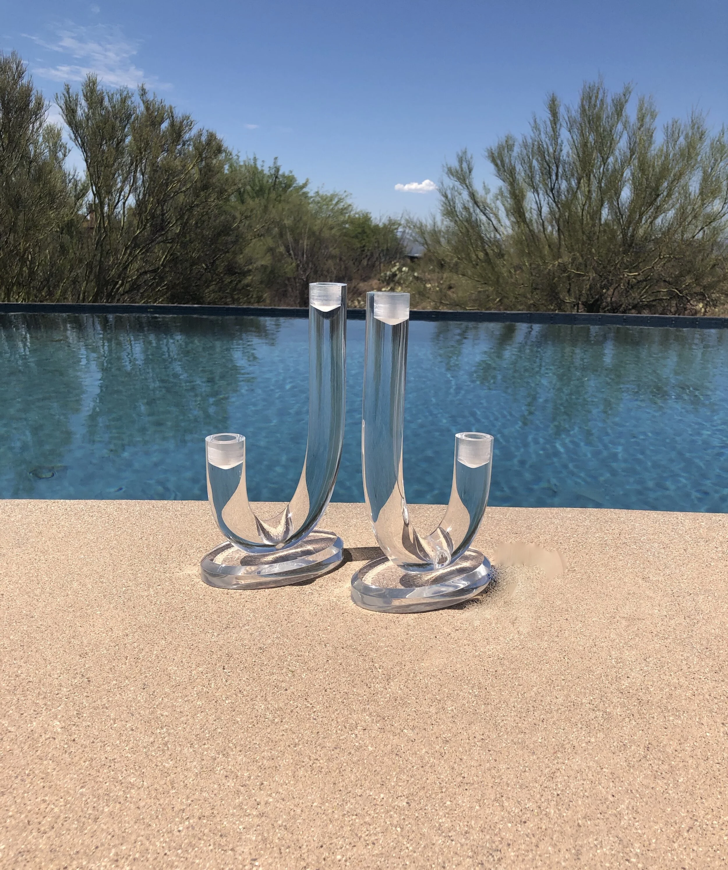 Mid Century Acrylic Candle Holders