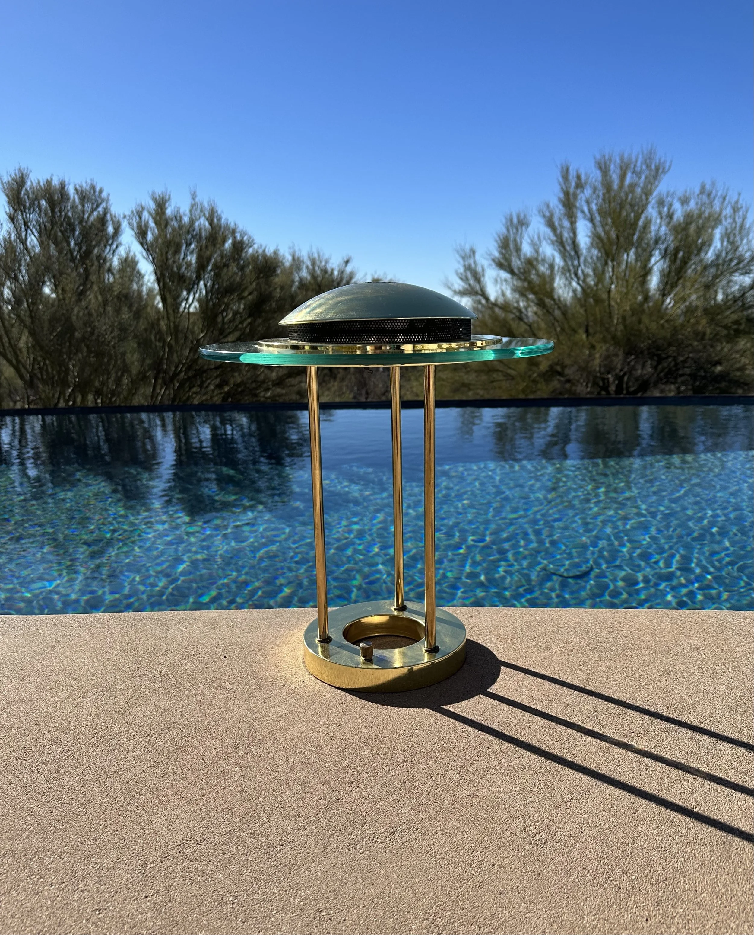 Vintage Brass and Glass  UFO Lamp