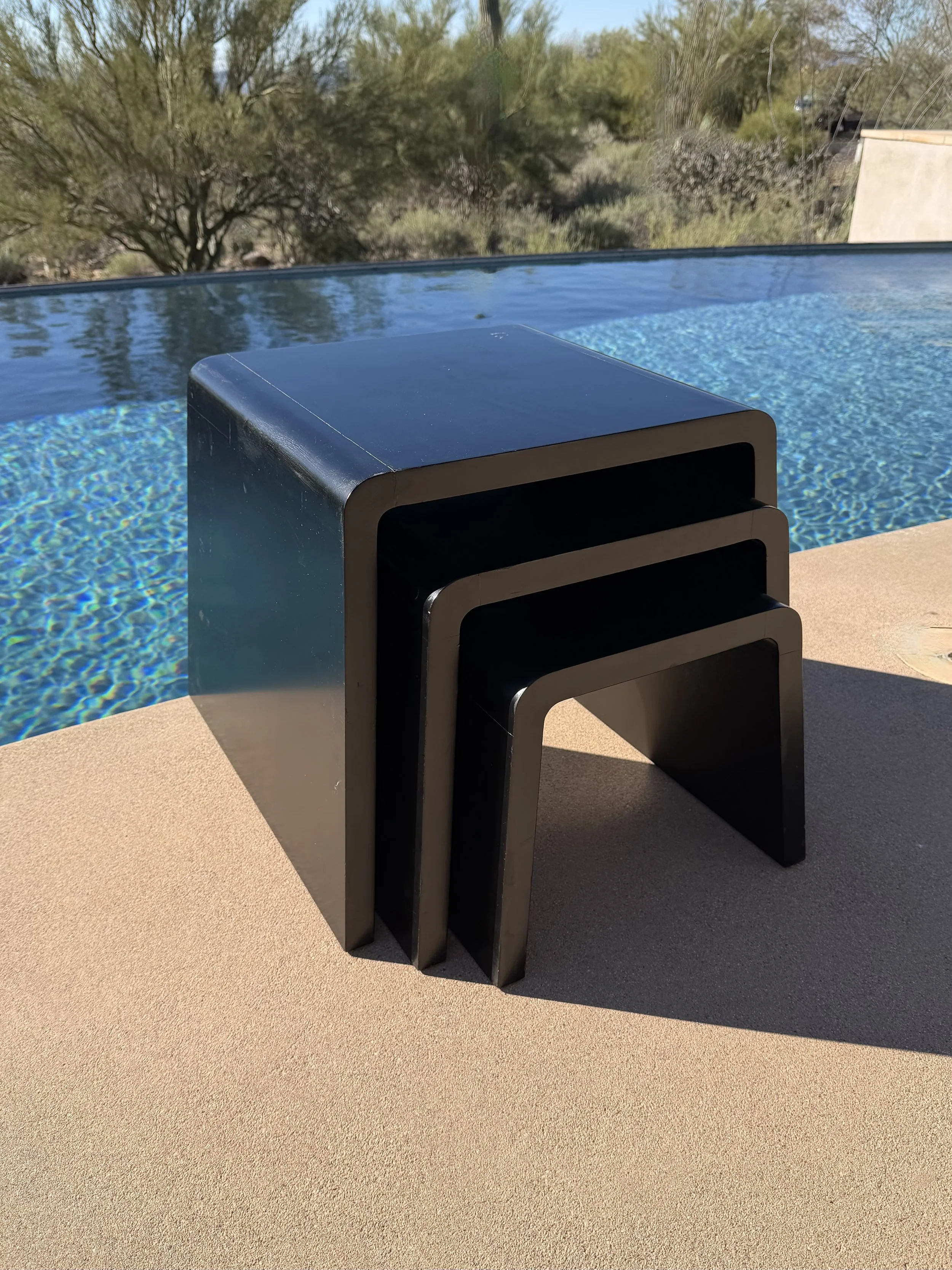 Vintage Modern Waterfall Nesting Tables