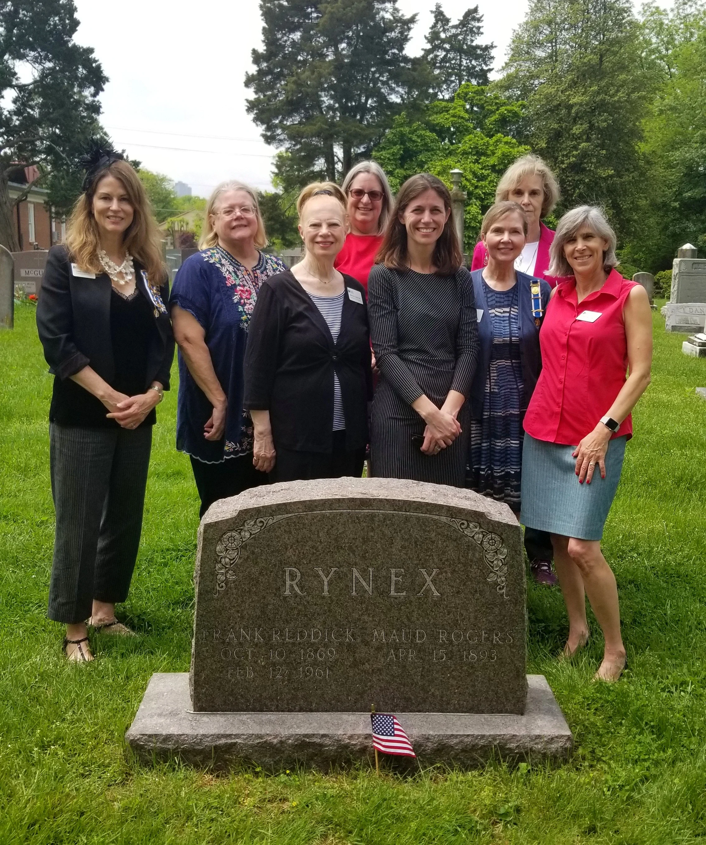 Freedom Hill Daughters visit the grave of Organizing Regent Mrs. Maud Rogers Rynex.