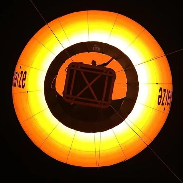 A balloon glow from below. #hotairrize #experientialmarketing #hotairballooning #marketing