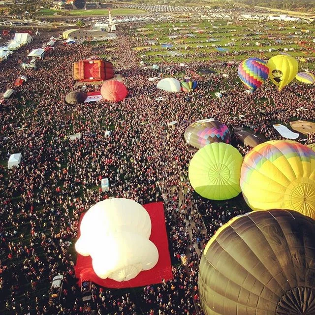 Those crowds tho. A million people will pass through the gates at #balloonfiesta and many more will see coverage on national and international tv and social media outlets. Contact us to be a part of it next year. #hotairrize #experientialmarketing #h