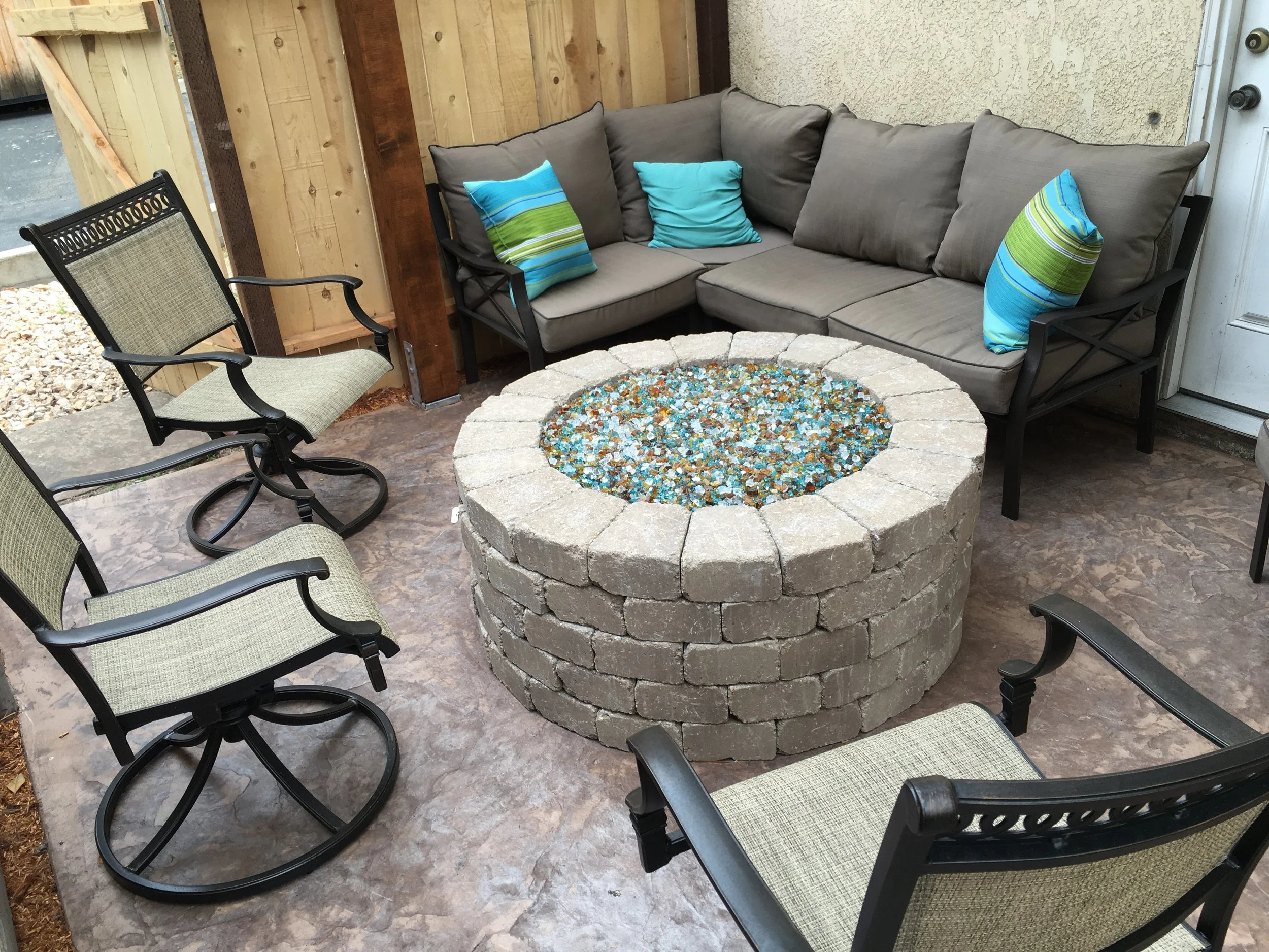 Sullivan Fire Pit Patio Stamped Concrete Oceano