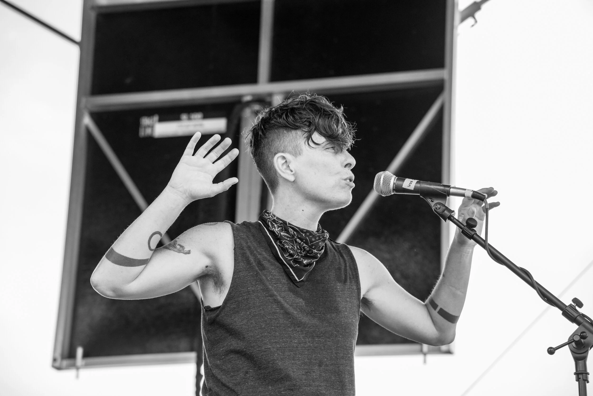 Pictured: National Poet, Andrea Gibson performing at Lancaster Pride 2019