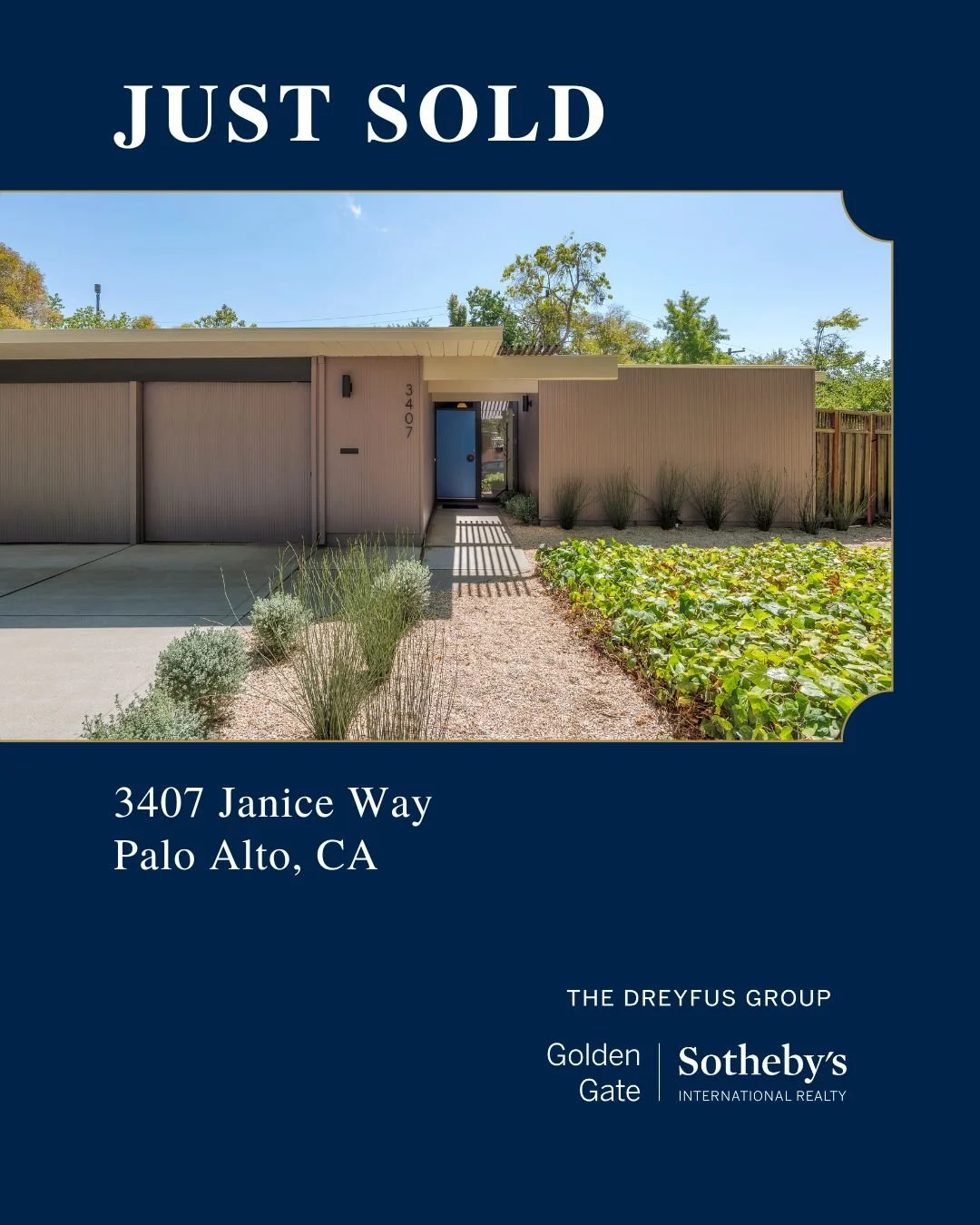 Just sold &ndash; 3407 Janice Way in #PaloAlto. A 4-bedroom, 2-bath stylish mid-century modern Eichler home located in a highly sought-after neighborhood near top-rated schools, shopping, dining, and recreation. Contact us about how we can quickly se