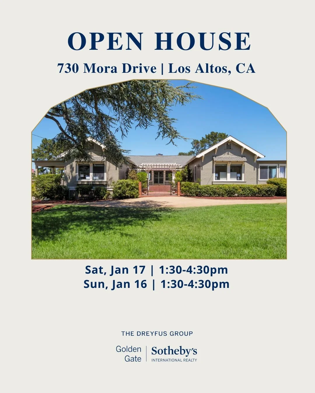 Open House today and tomorrow at 730 Mora Drive in Los Altos. An outstanding opportunity to purchase a 1.63-acre lot with a gracious turn-of-the-century 4-bedroom home. Located in one of Los Altos&rsquo;s most coveted neighborhoods, this classic resi