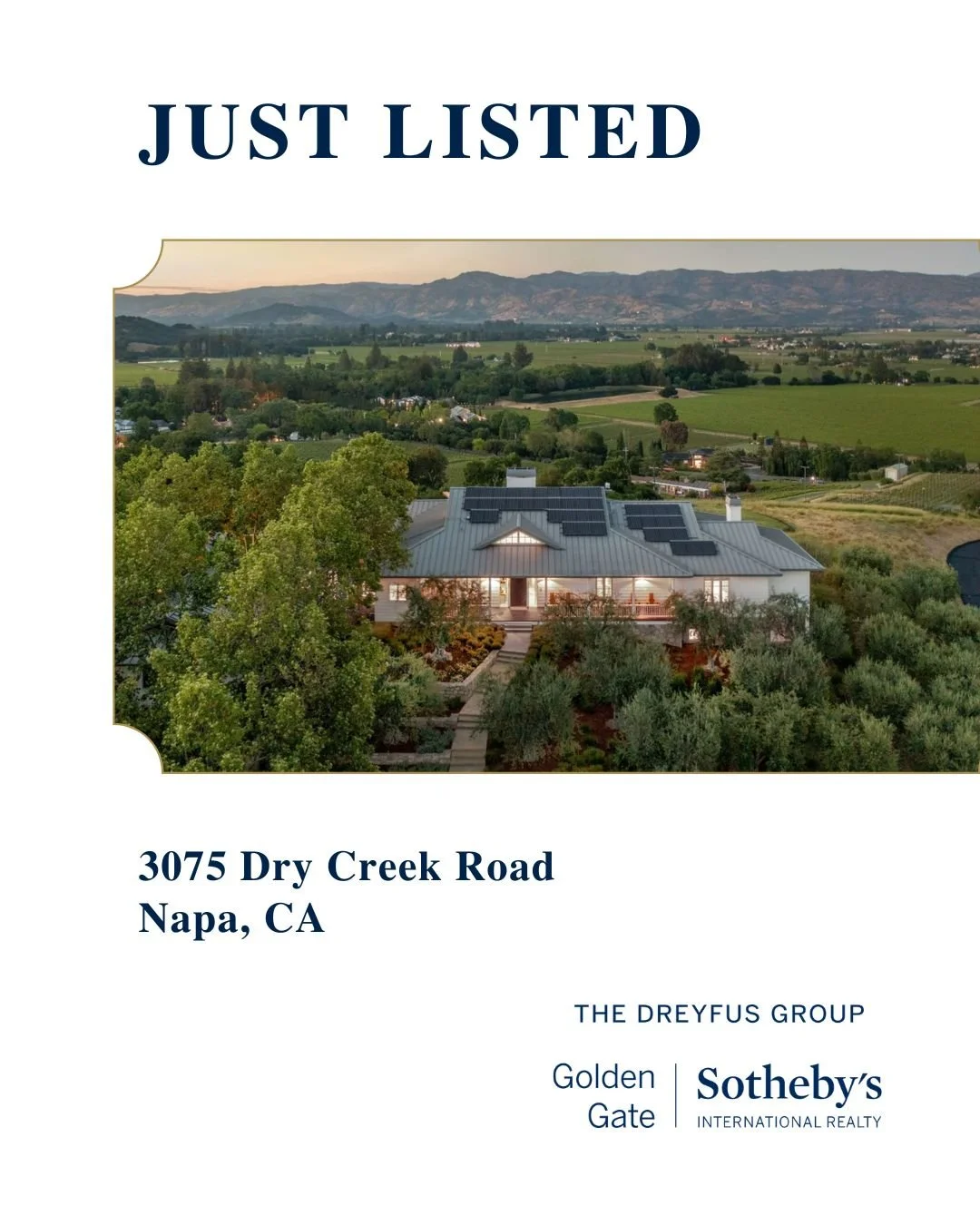 Just listed at 3075 Dry Creek Road in Napa - Oak Knoll Estate. Exceptional architecture and landscape create this compound that offers privacy and 56.95 acres proximate to the San Francisco Bay Area. With a total of 7.8K&plusmn; Sq Ft of interior liv
