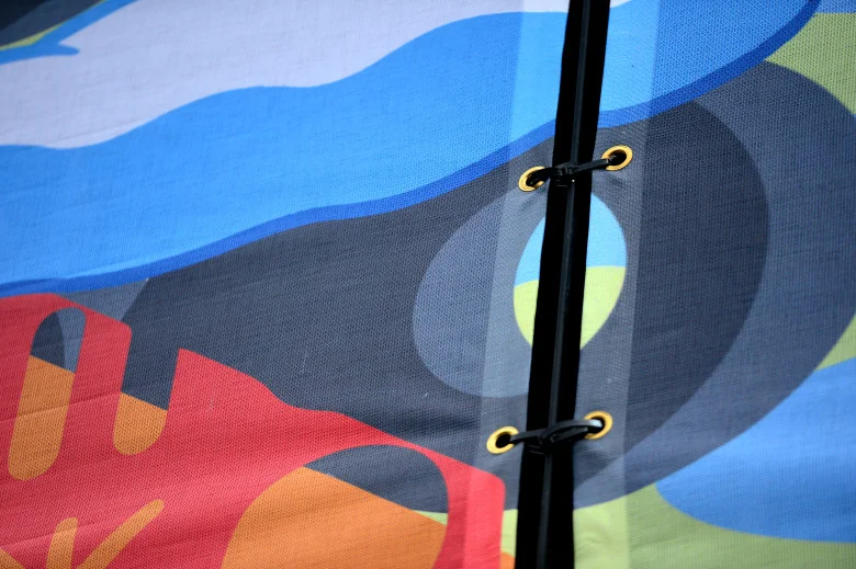 Graphic and visual artist John Van Hamersveld, project site of the 510-foot round mural installation on Tuesday, April 24,2018 in El Segundo. The mural marks the completion of the Los Angeles Department of Water and Power�s (LADWP) Scattergood tank renewal project. This art mural is comprised of 51 individual panels that are10-foot by 32-foot each. (Photo by Dean Musgrove, Los Angeles Daily News/SCNG)