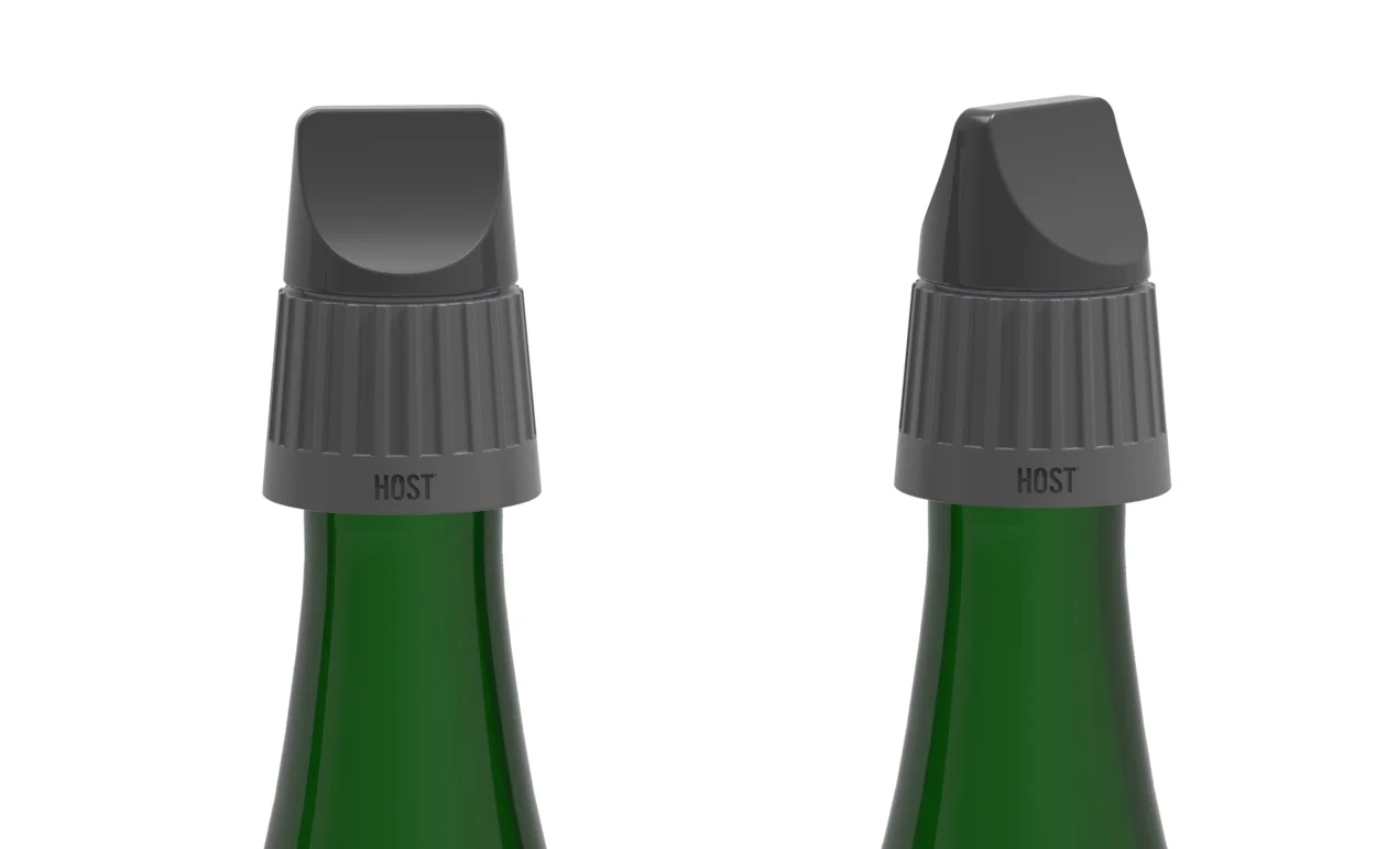 Champagne stopper is tightened by a knob on top