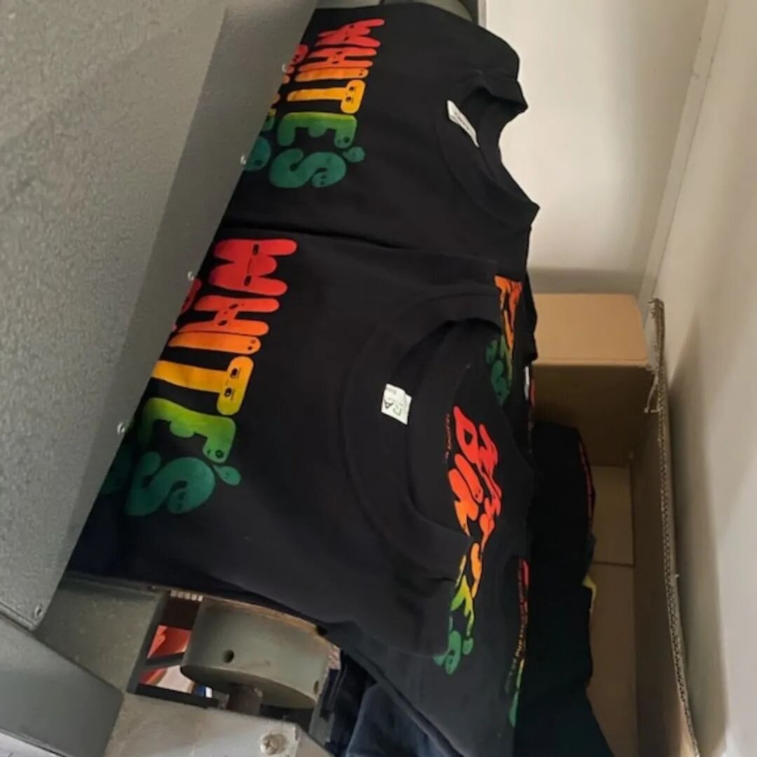 Hot off the press. Shop tshirts due later this week in lots of sizes. Thanks for the quick turnaround @sunnydaisytiedye @ink_ink_screenprinting you're the best!!!! #shoptshirts #customtshirts #rainbowprint