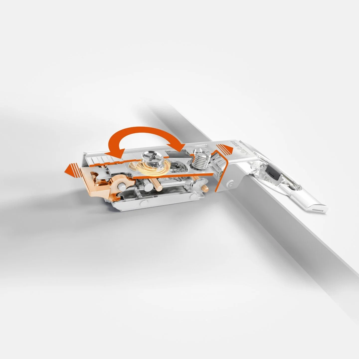 107 degree Blum soft-close hinge adjustments used in Atlantic’s British-made kitchen cabinets