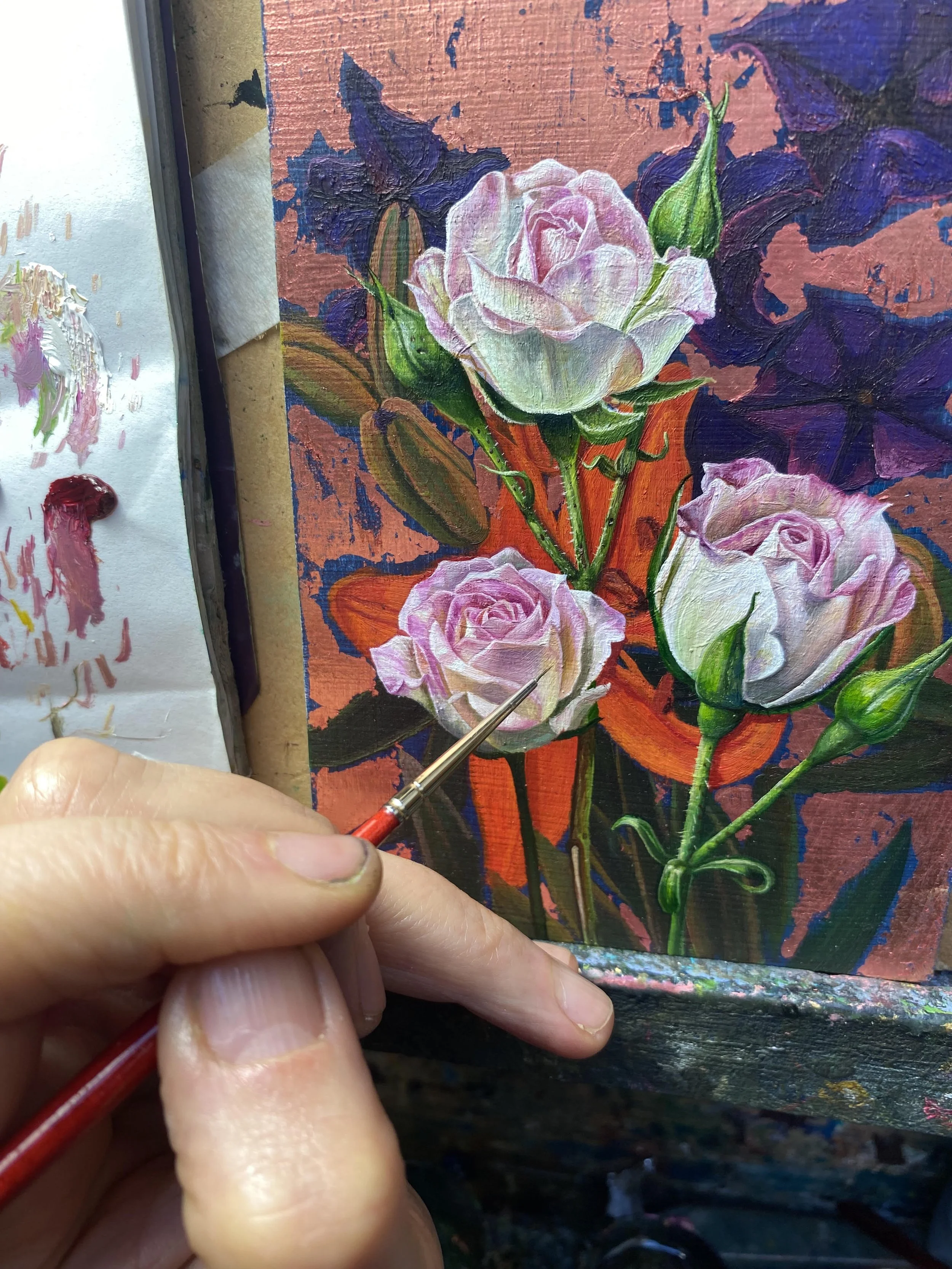 Small Roses on Copper in progress. Georgia Cox.jpg