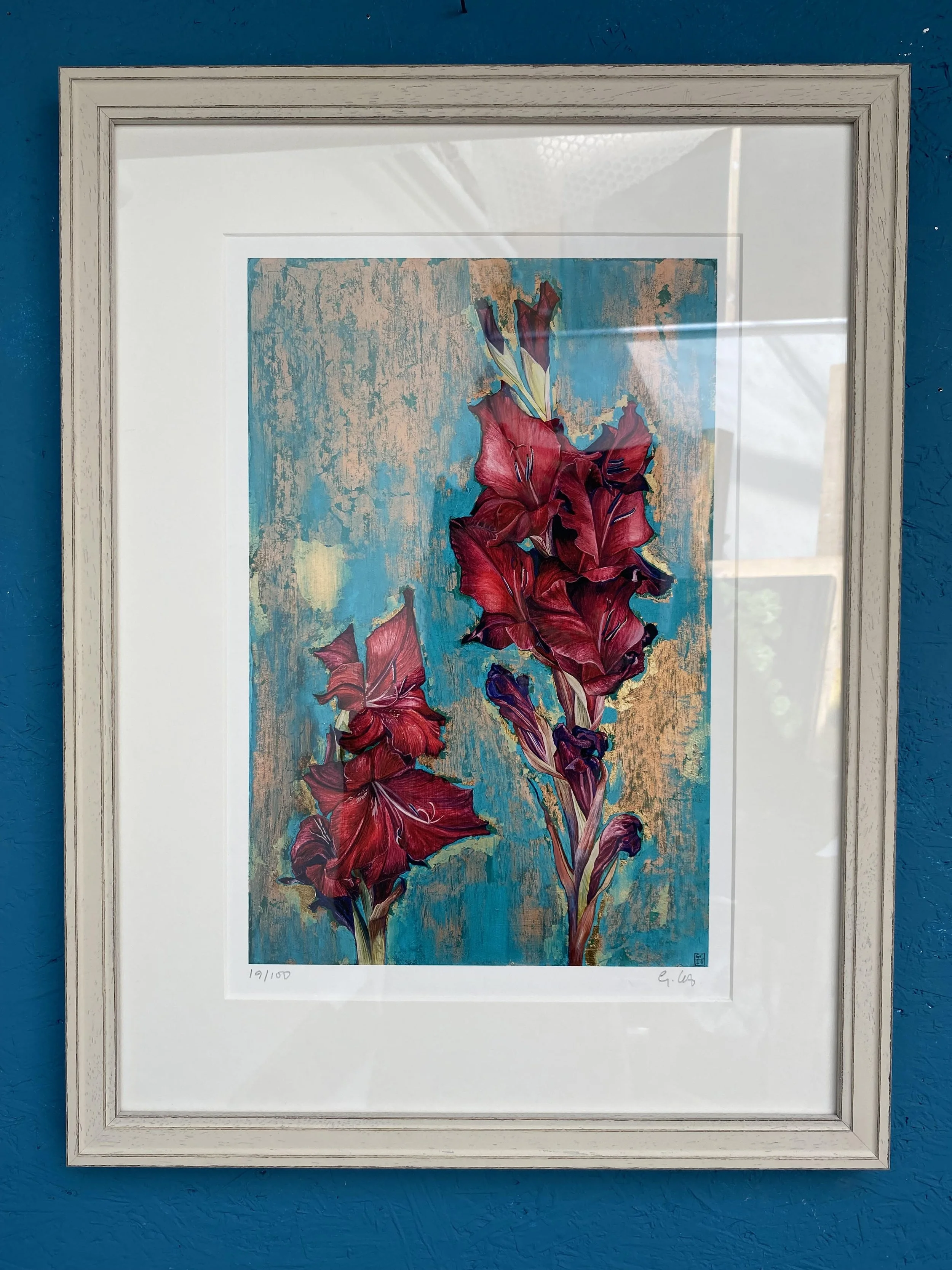 Gladioli print in light frame.jpg