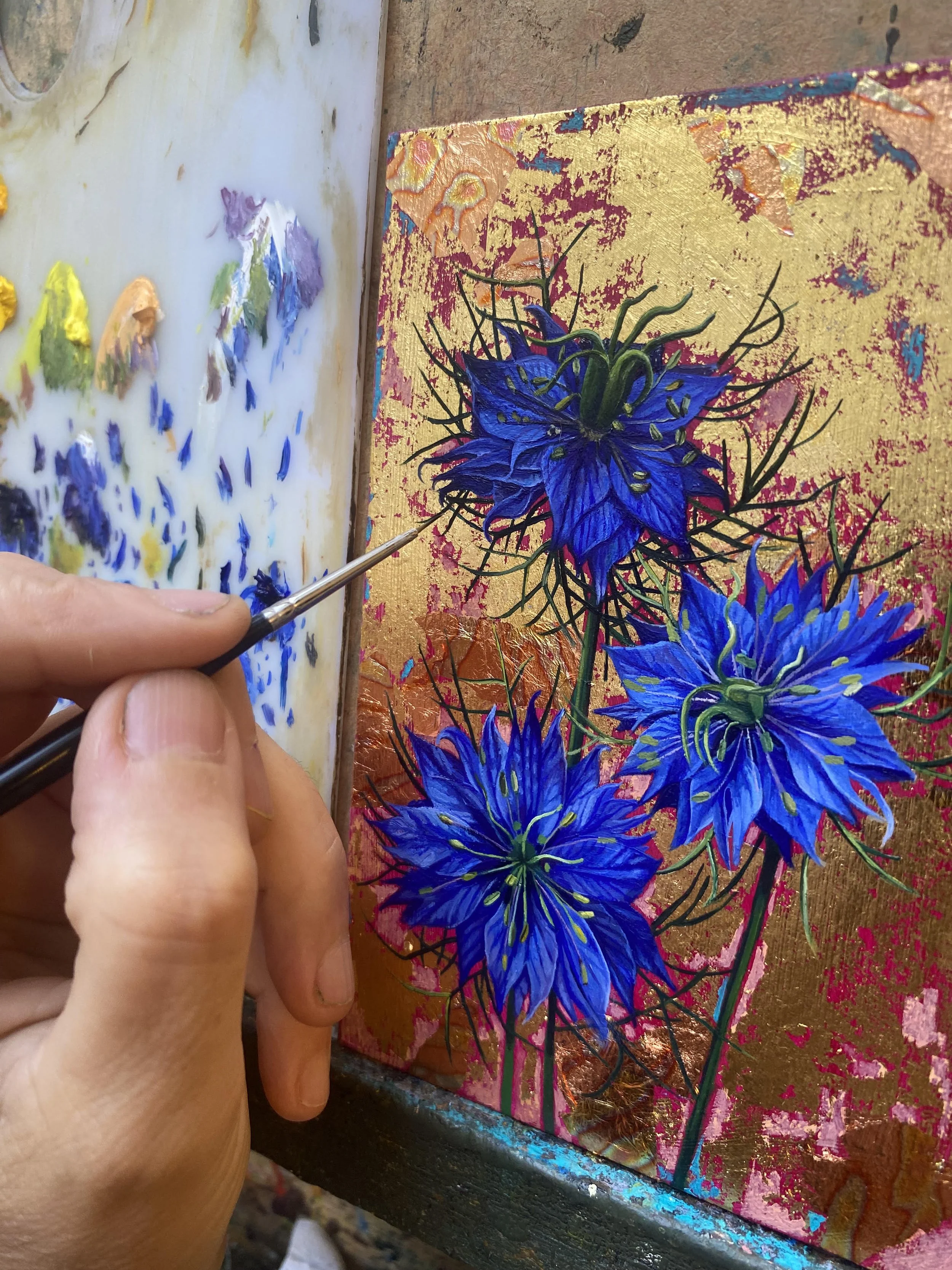 Blue Spiderflower on the easel by Georgia Cox.jpg