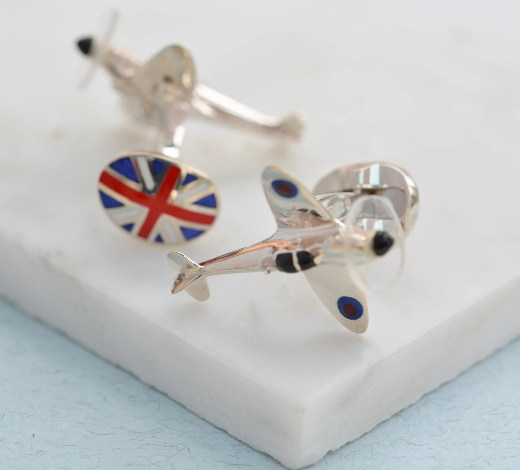 Solid Silver Steering Wheel Cufflinks