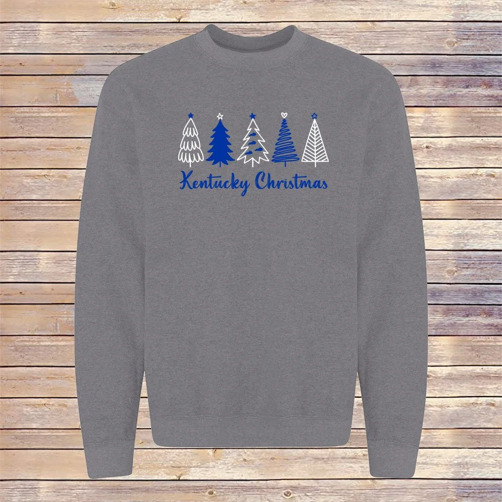 Heather Gray Kentucky Christmas Crewneck Sweatshirt