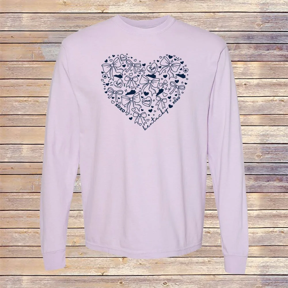 Orchid Comfort Colors Kentucky Heart Long Sleeve Tee