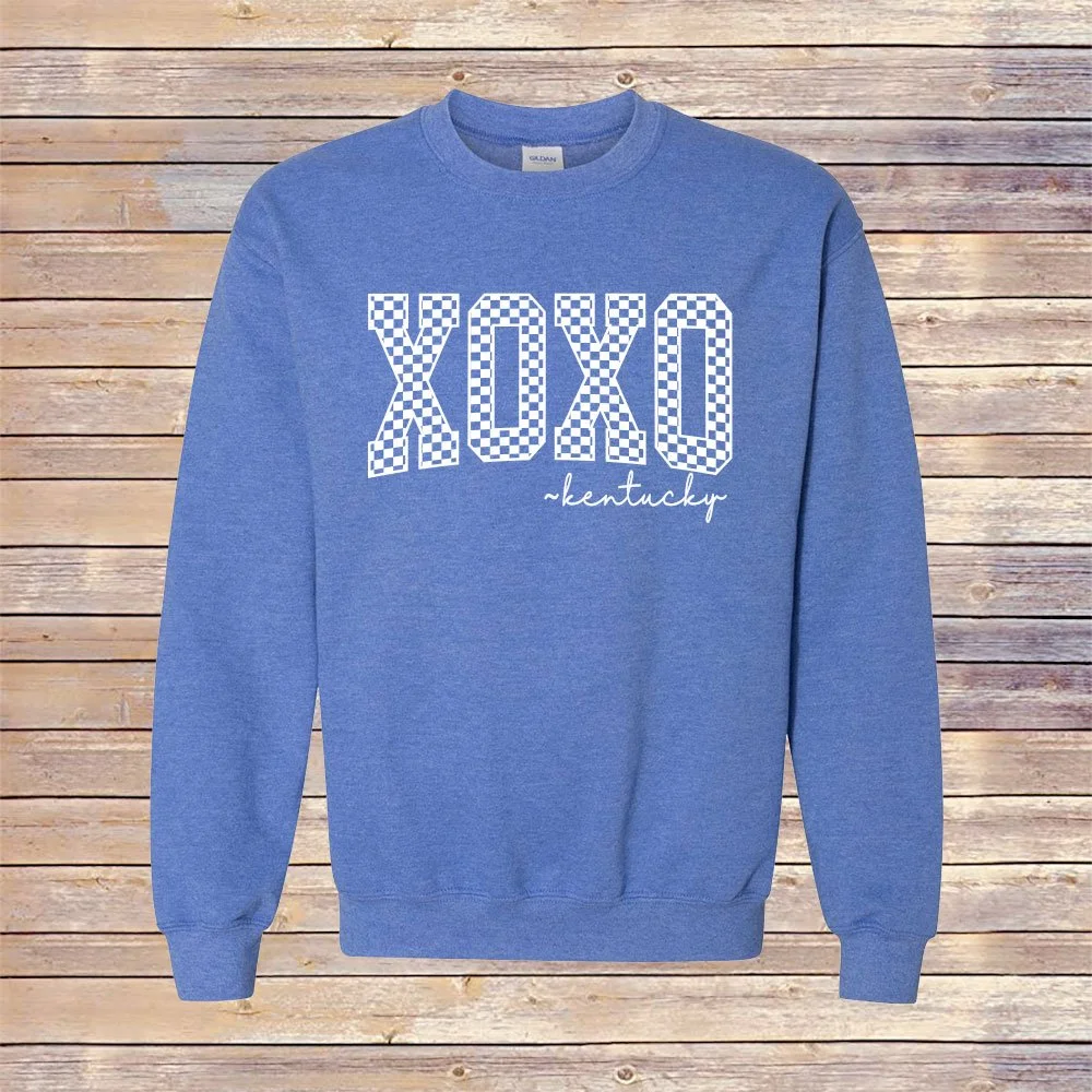 Heather Royal XOXO Kentucky Crewneck Sweatshirt