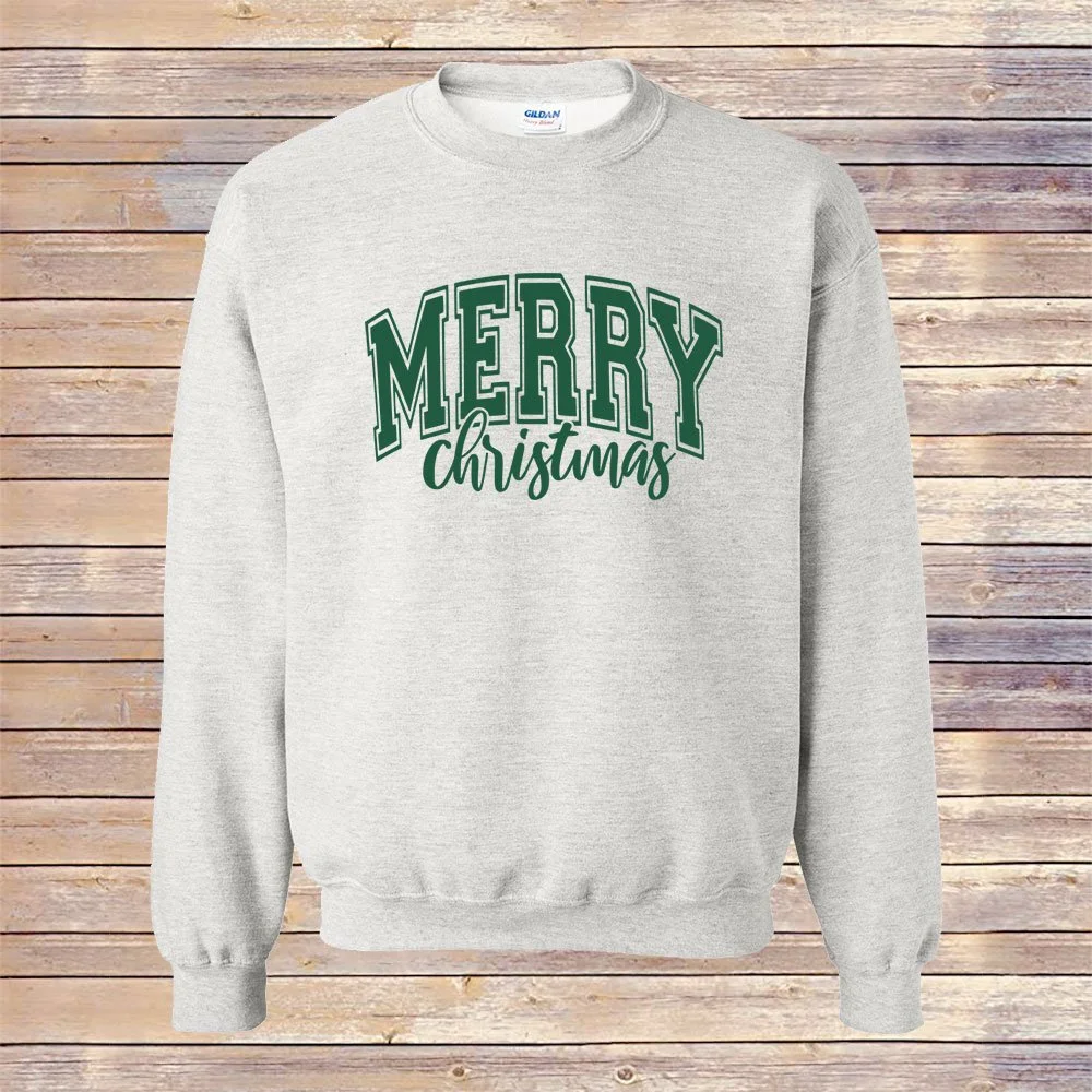 Heather Ash Merry Christmas Crewneck Sweatshirt