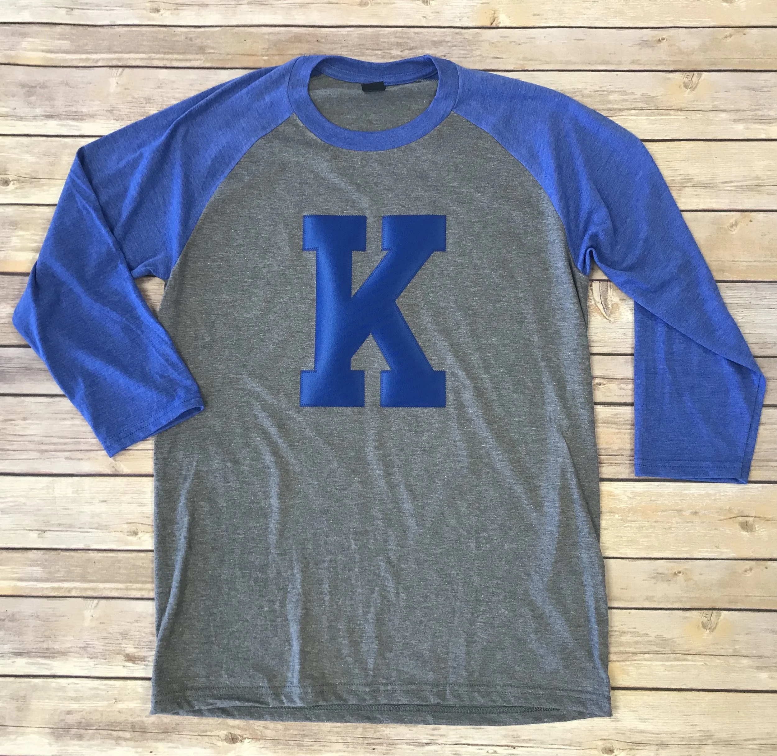 Royal/Grey K Tri-Blend Baseball Tee