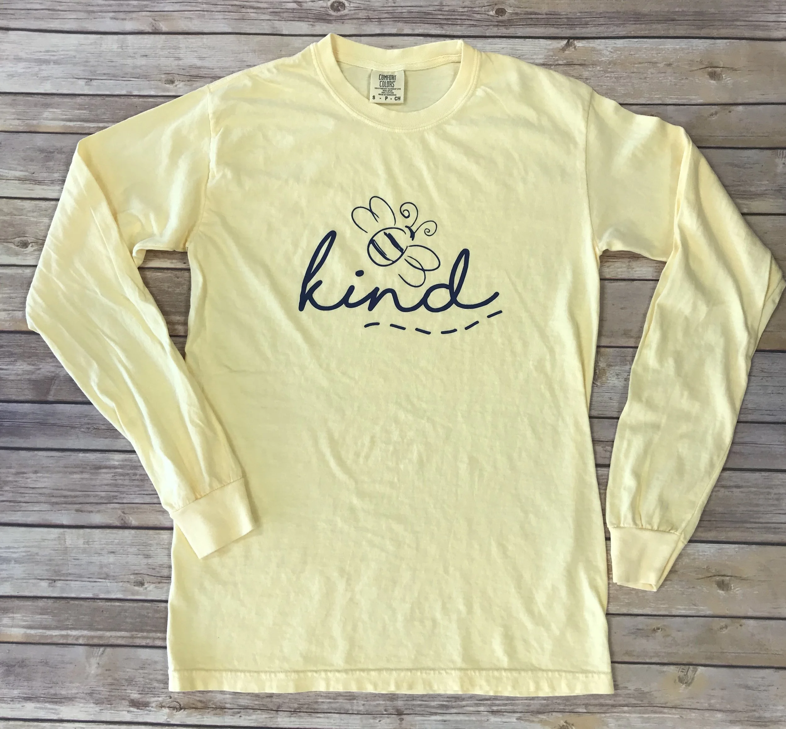 Comfort Colors Butter Bee Kind Script Long Sleeve Tee