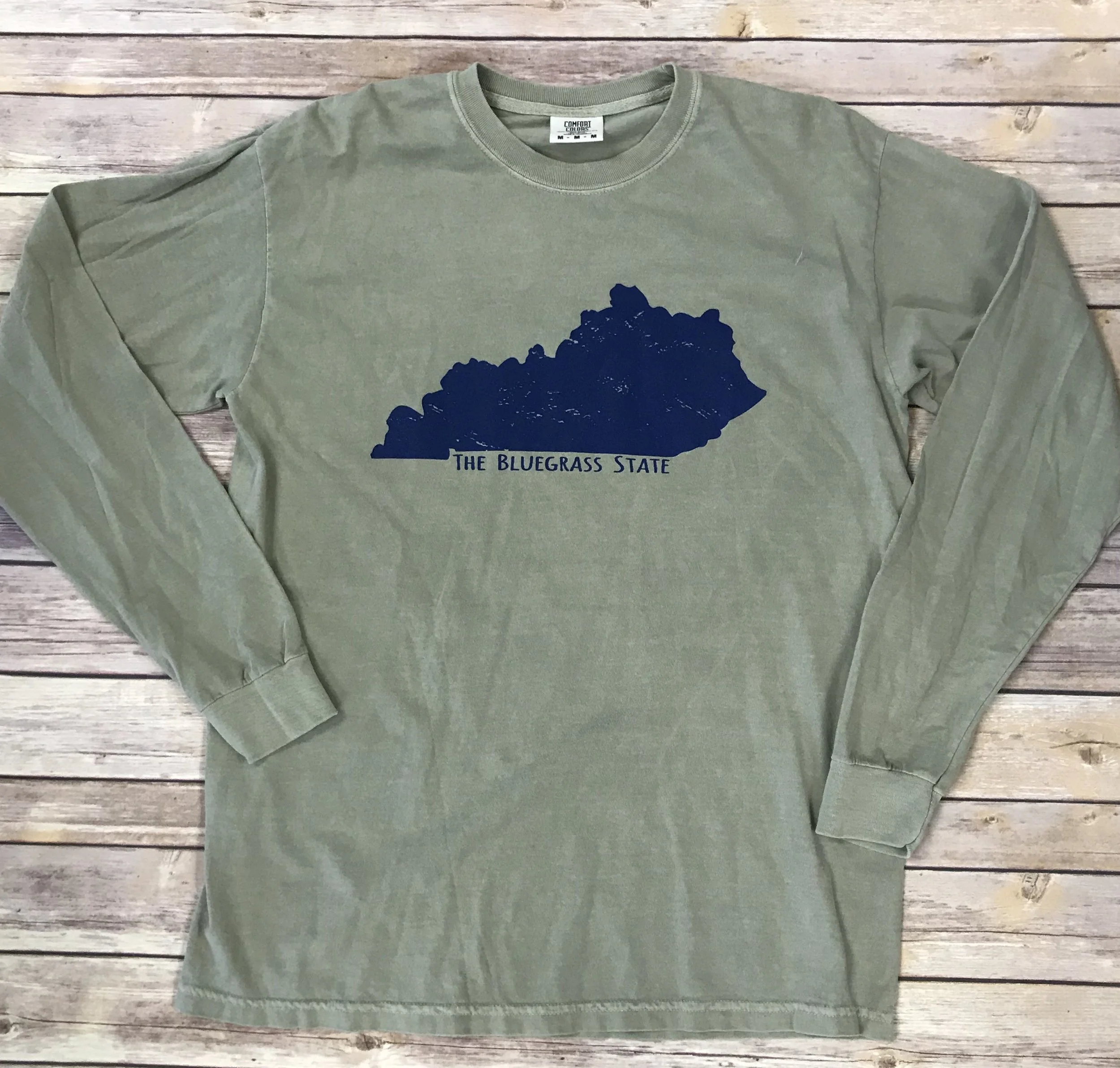 Comfort Colors Khaki Bluegrass State Long Sleeve Tee