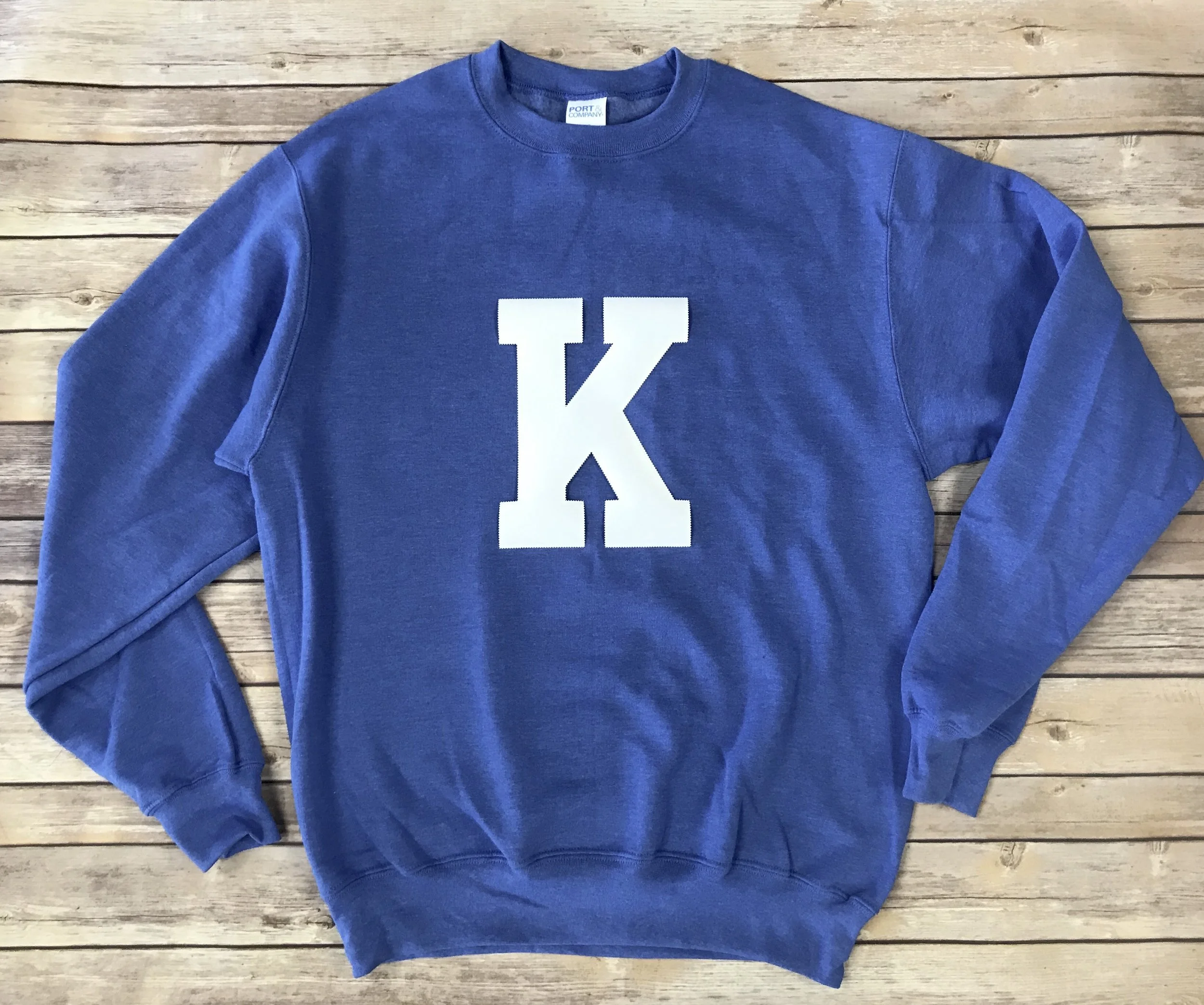 Heather Royal K Applique Crewneck Sweatshirt
