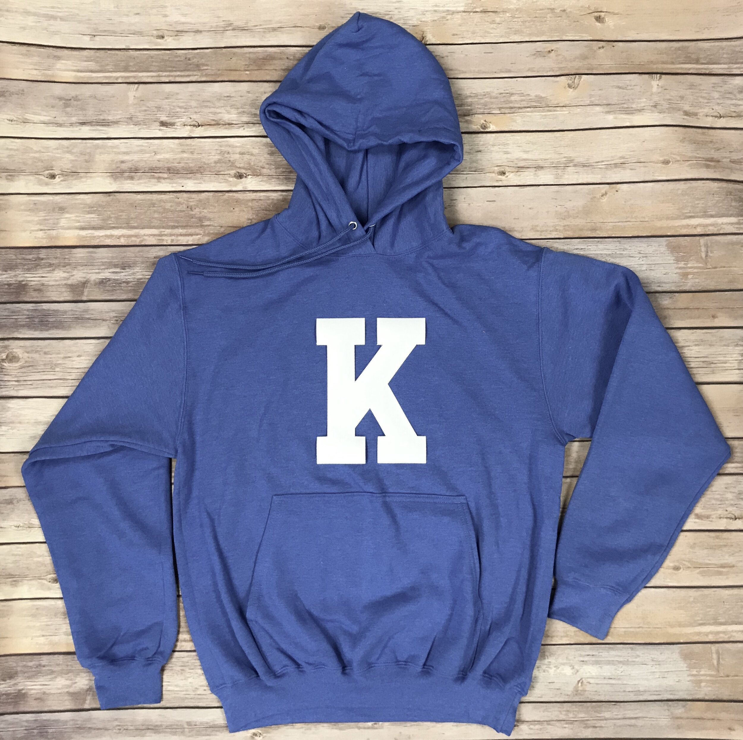 Heather Royal K Applique Hoodie