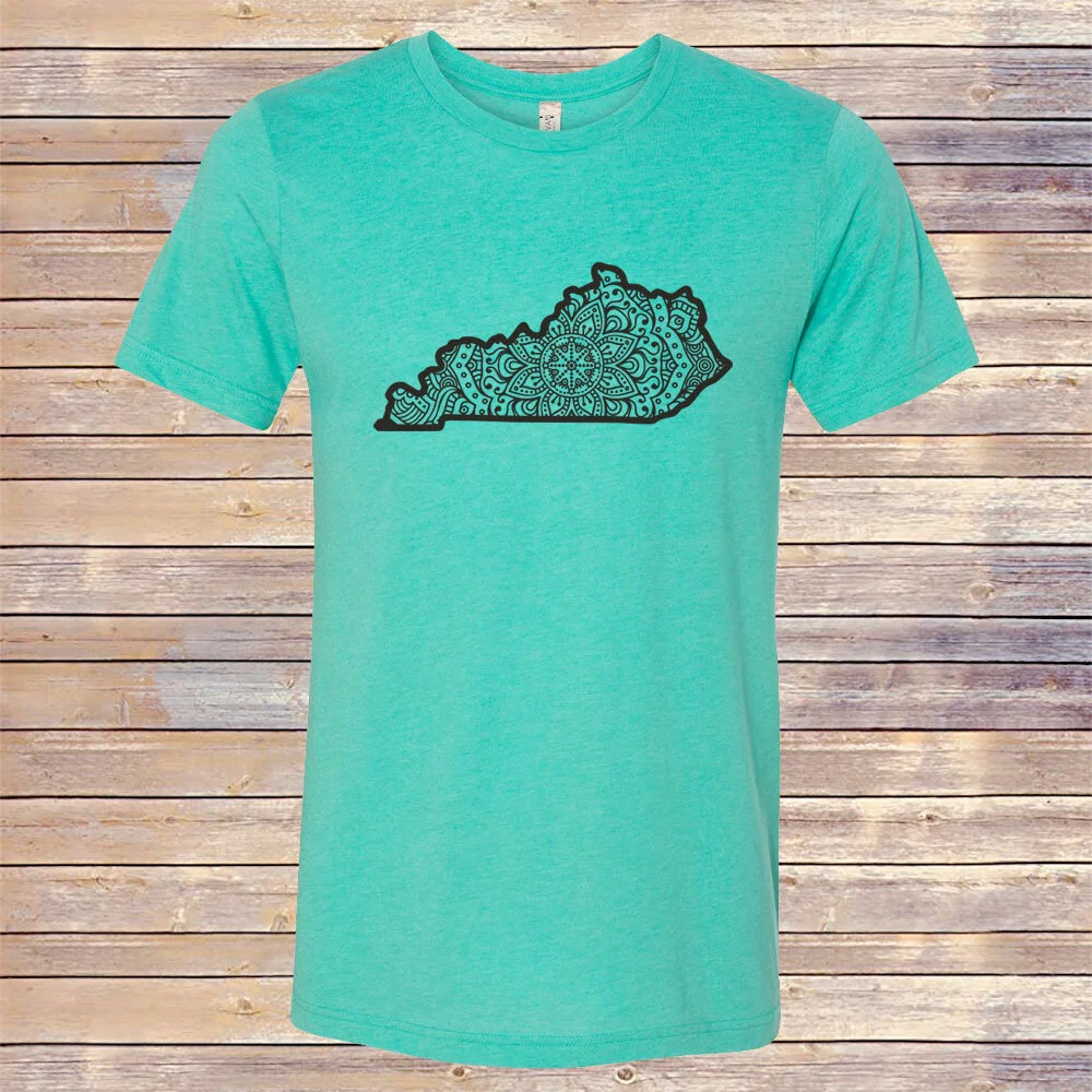 Heather Sea Green Tri-Blend State Mandala Tee