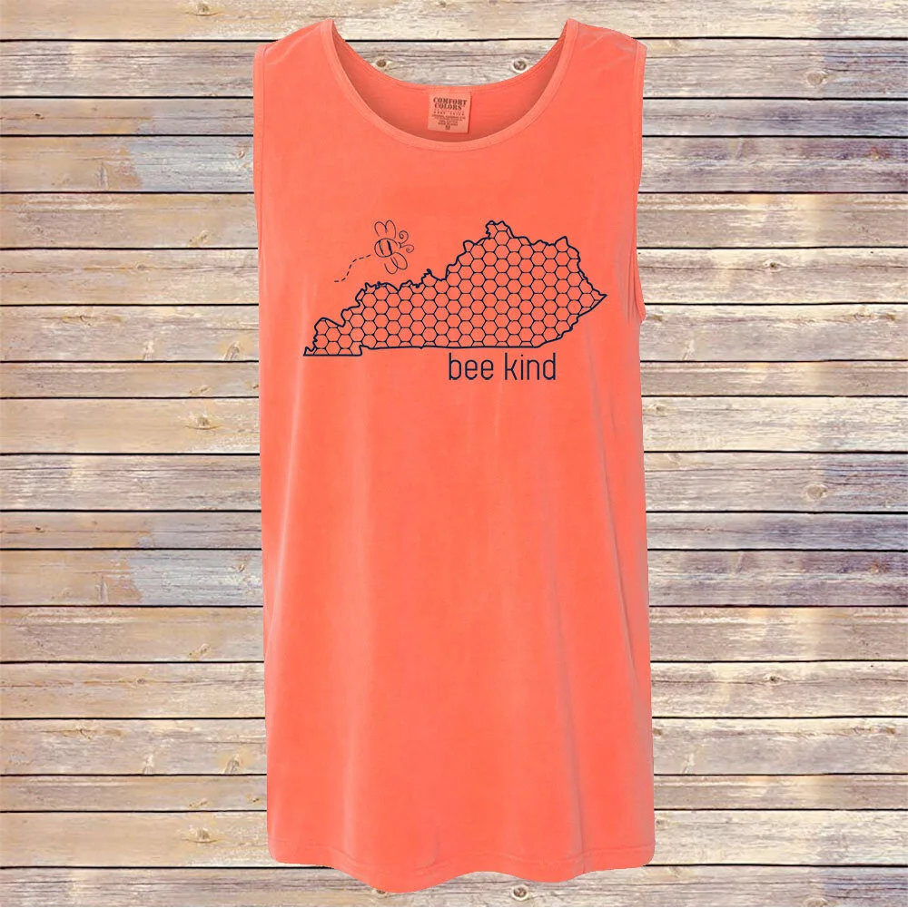Comfort Colors Bright Salmon Bee Kind KY Tank Top