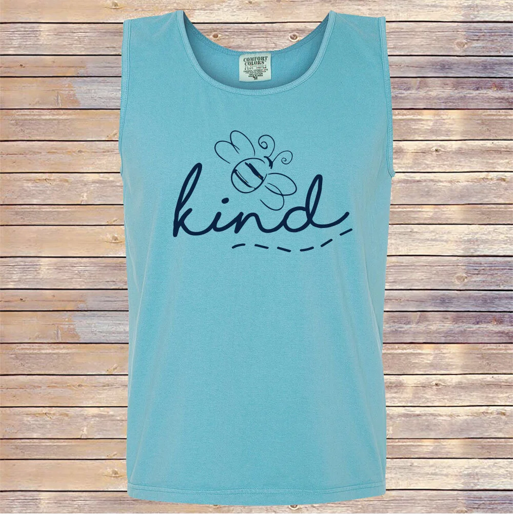 Comfort Colors Lagoon Bee Kind Script Tank Top