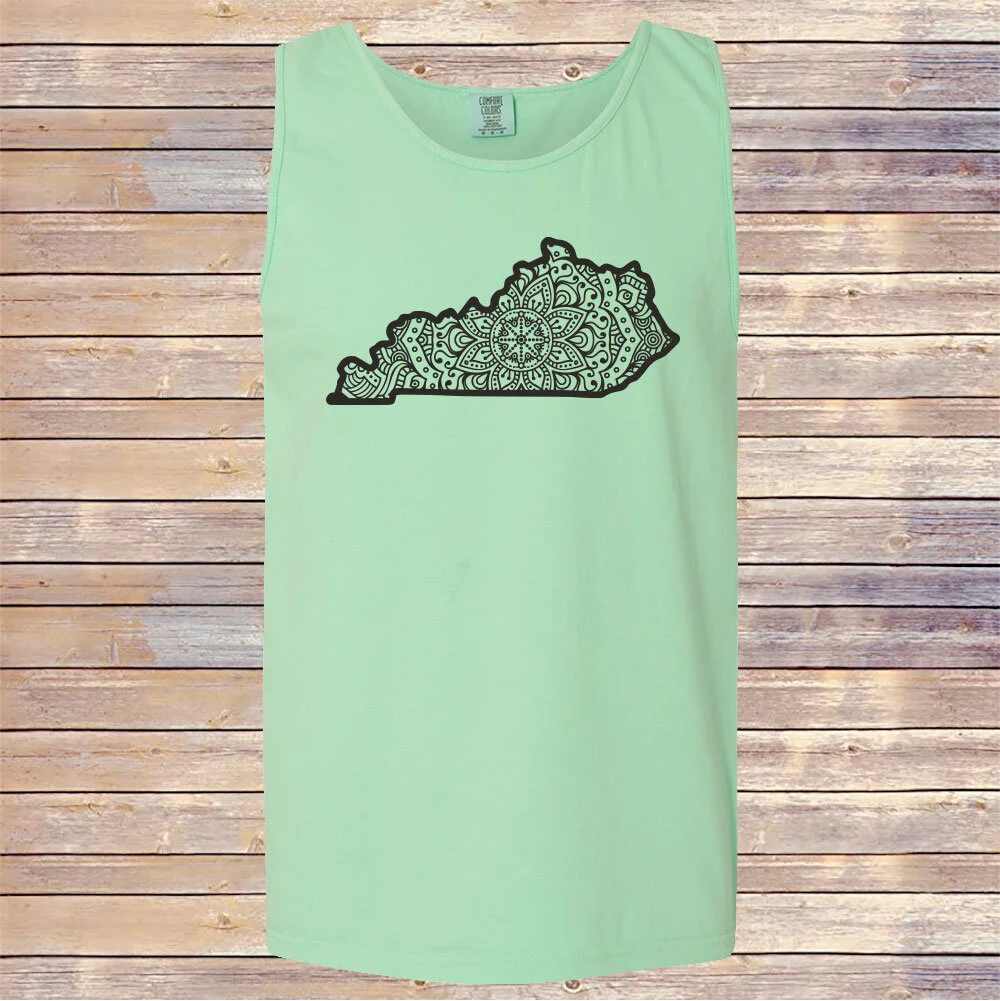 Comfort Colors Island Reef KY Mandala Tank Top