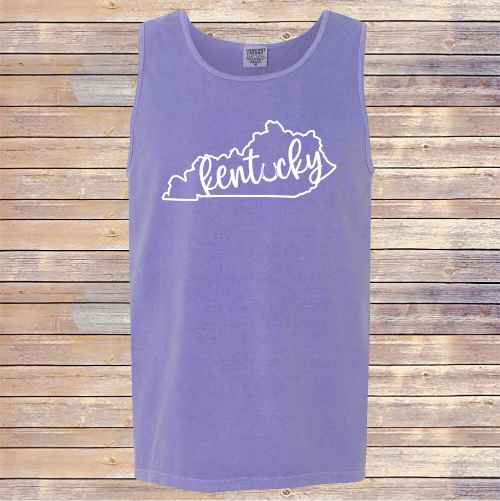 Comfort Colors Violet Kentucky Script Tank Top