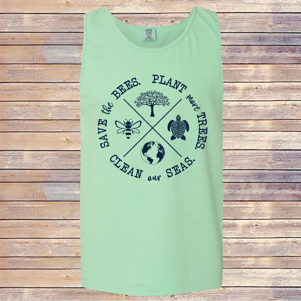 Comfort Colors Island Reef Bees, Trees, Seas Tank Top