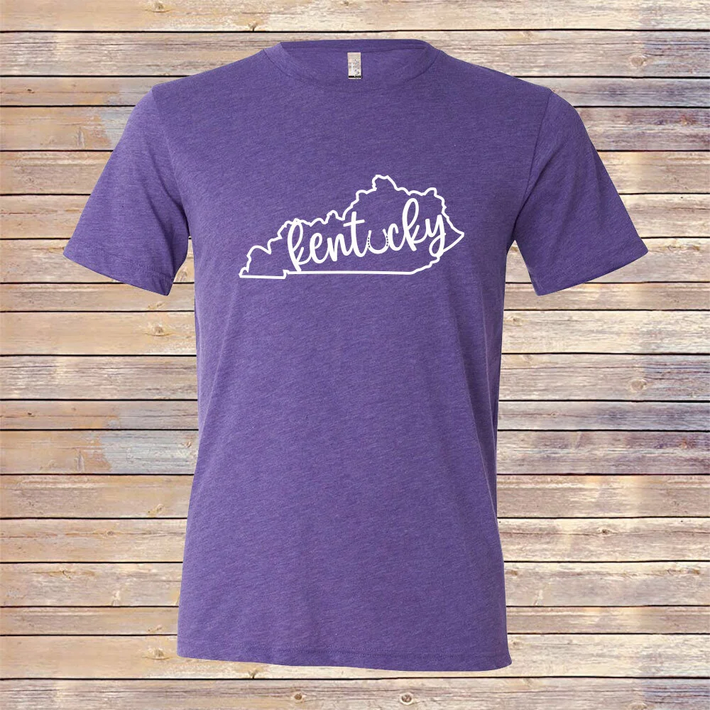Heather Purple State Script Tri-Blend Tee