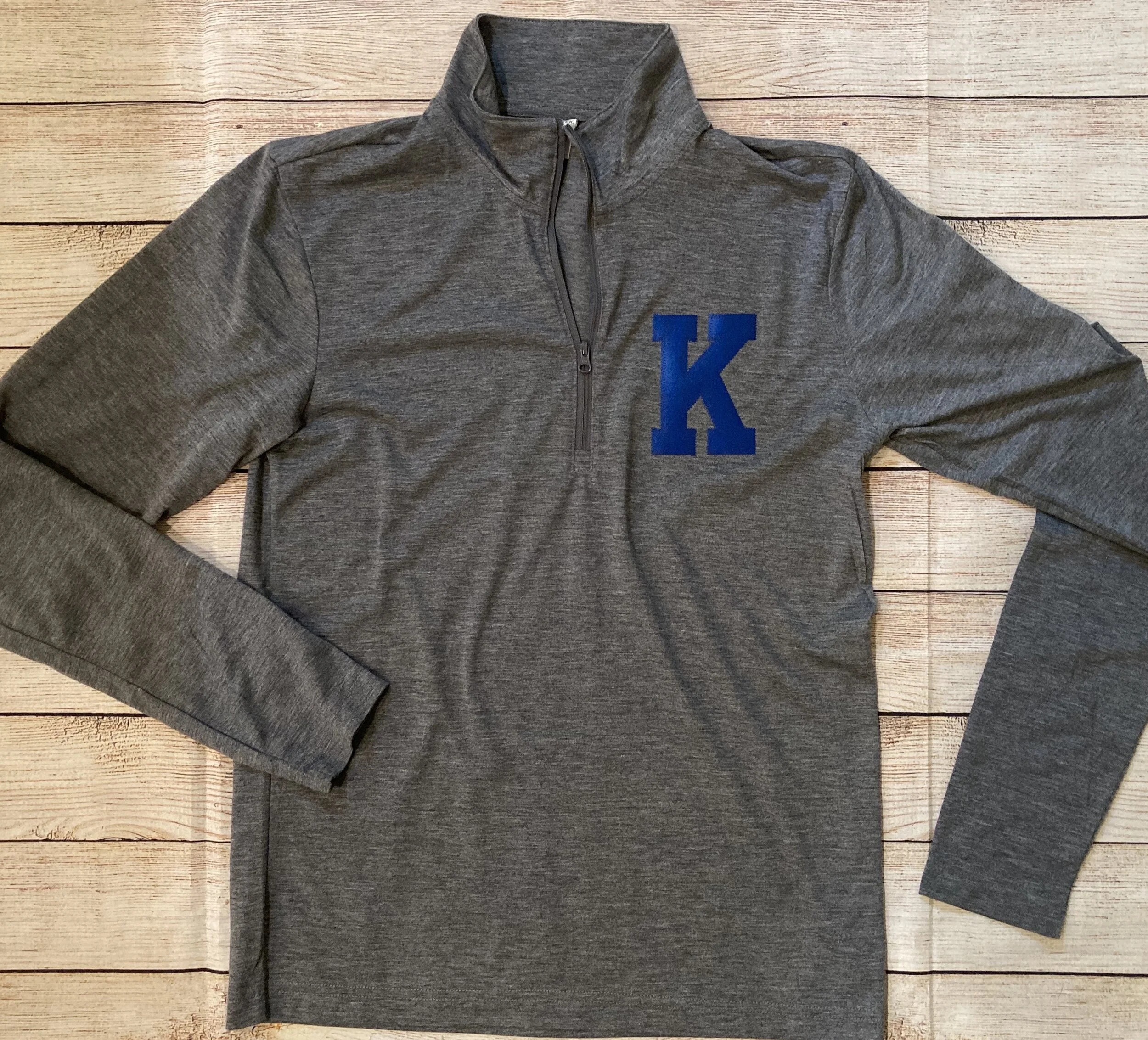 Heather Gray K Applique Tri-Blend 1/4 Zip