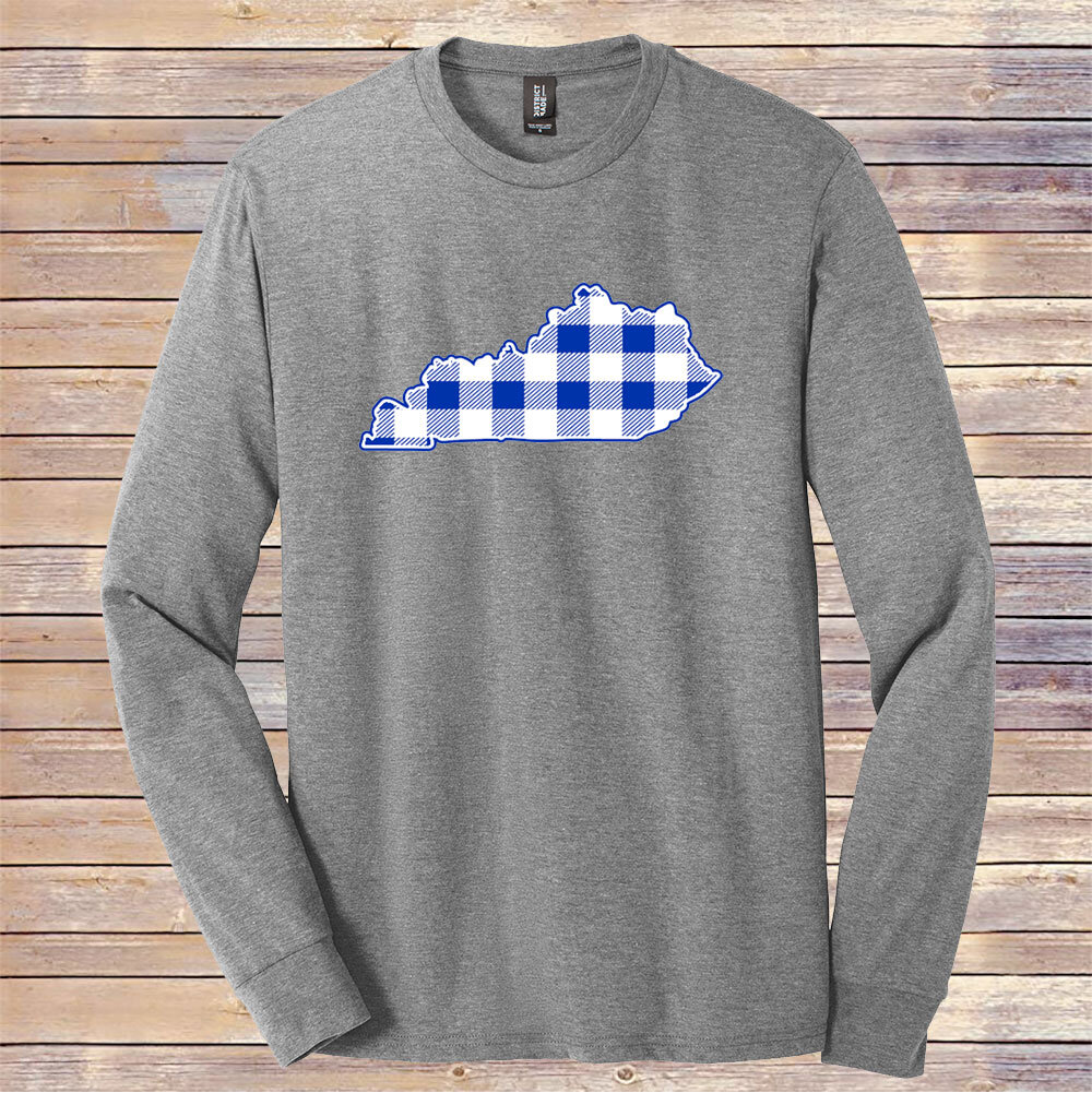 Heather Gray State Royal Plaid Tri-Blend Long Sleeve Tee