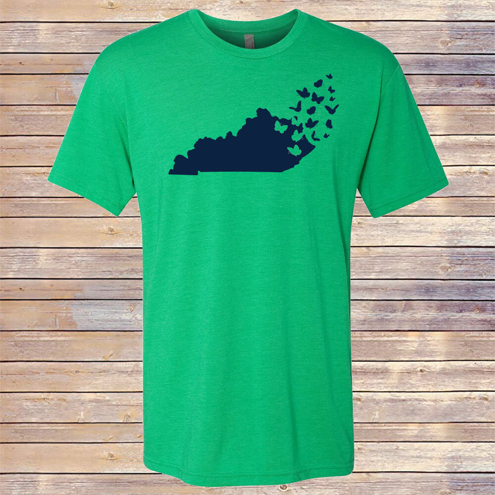 Heather Green State Butterflies Tri-Blend Tee