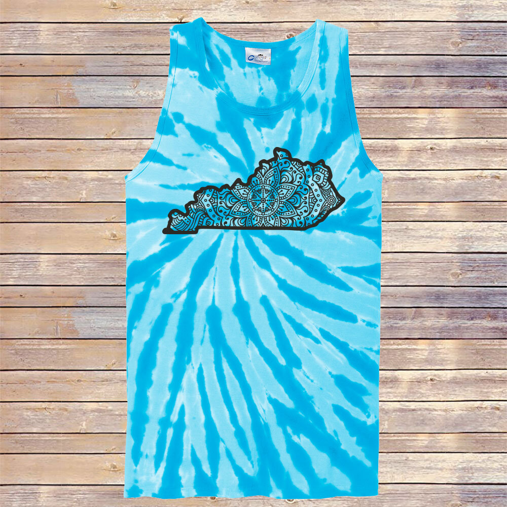 Turquoise Tie Dye State Mandala Tank