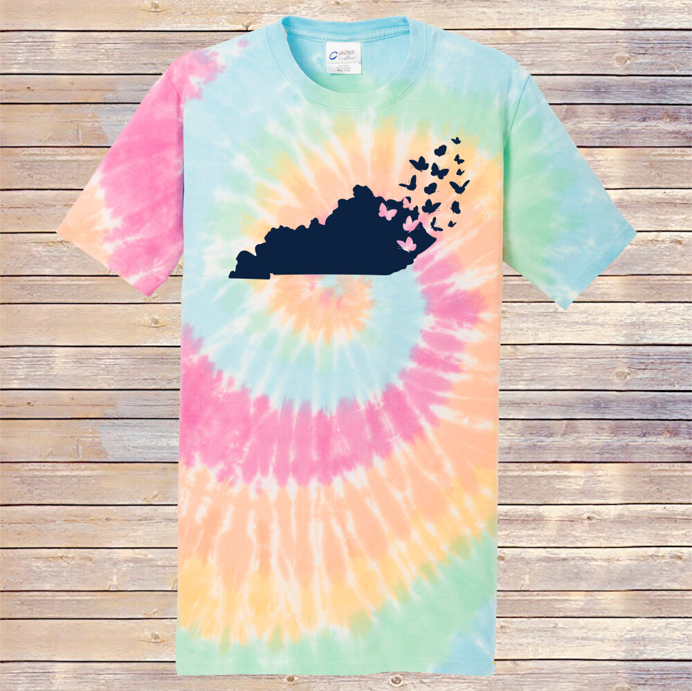 Pastel Tie Dye Kentucky Butterfly Tee