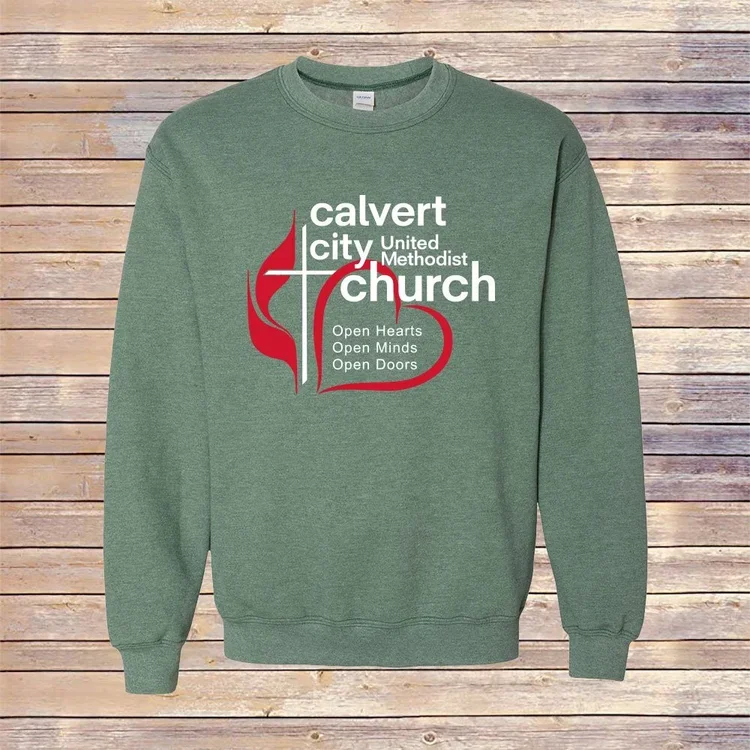 Heather Green CCUMC Crewneck - Front and Back Design