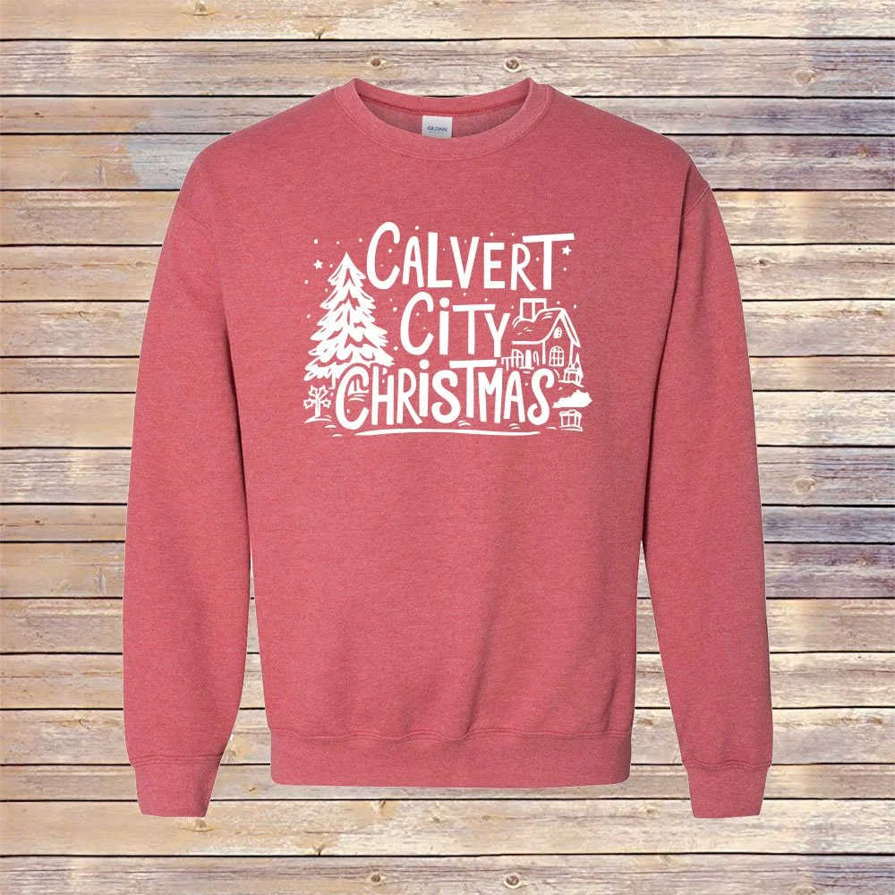 Heather Red Calvert City Christmas Crewneck Sweatshirt