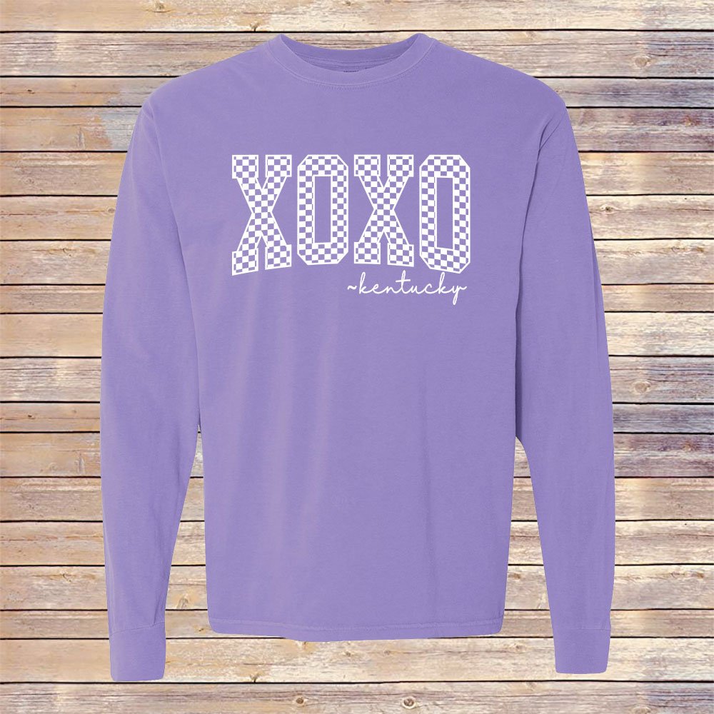 Violet Comfort Colors XOXO Kentucky Long Sleeve Tee