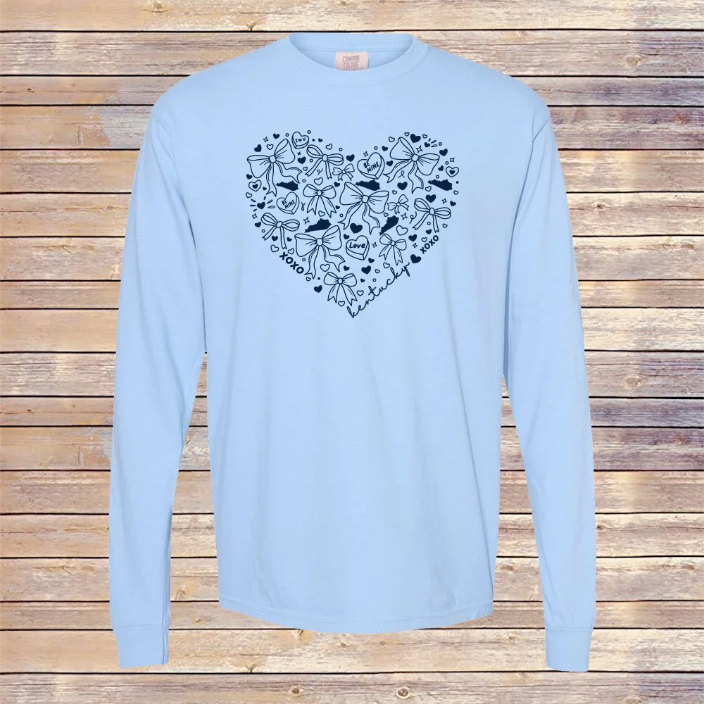 Hydrangea Comfort Colors Kentucky Heart Long Sleeve Tee