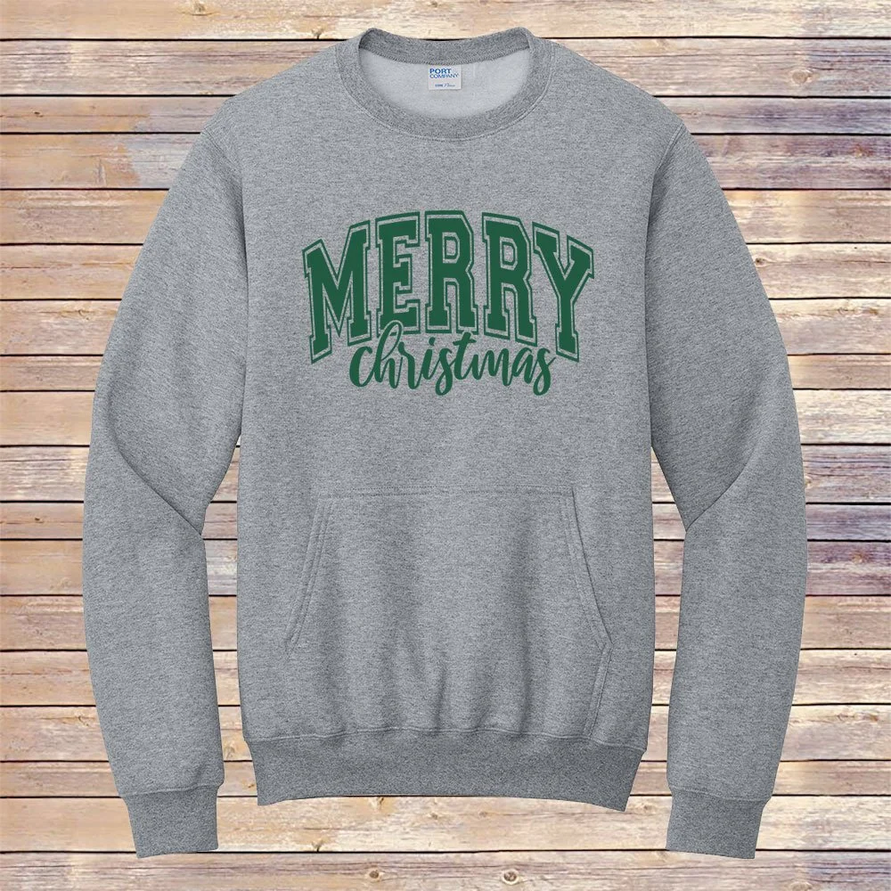 Heather Gray Kentucky Christmas Pocket Crewneck Sweatshirt