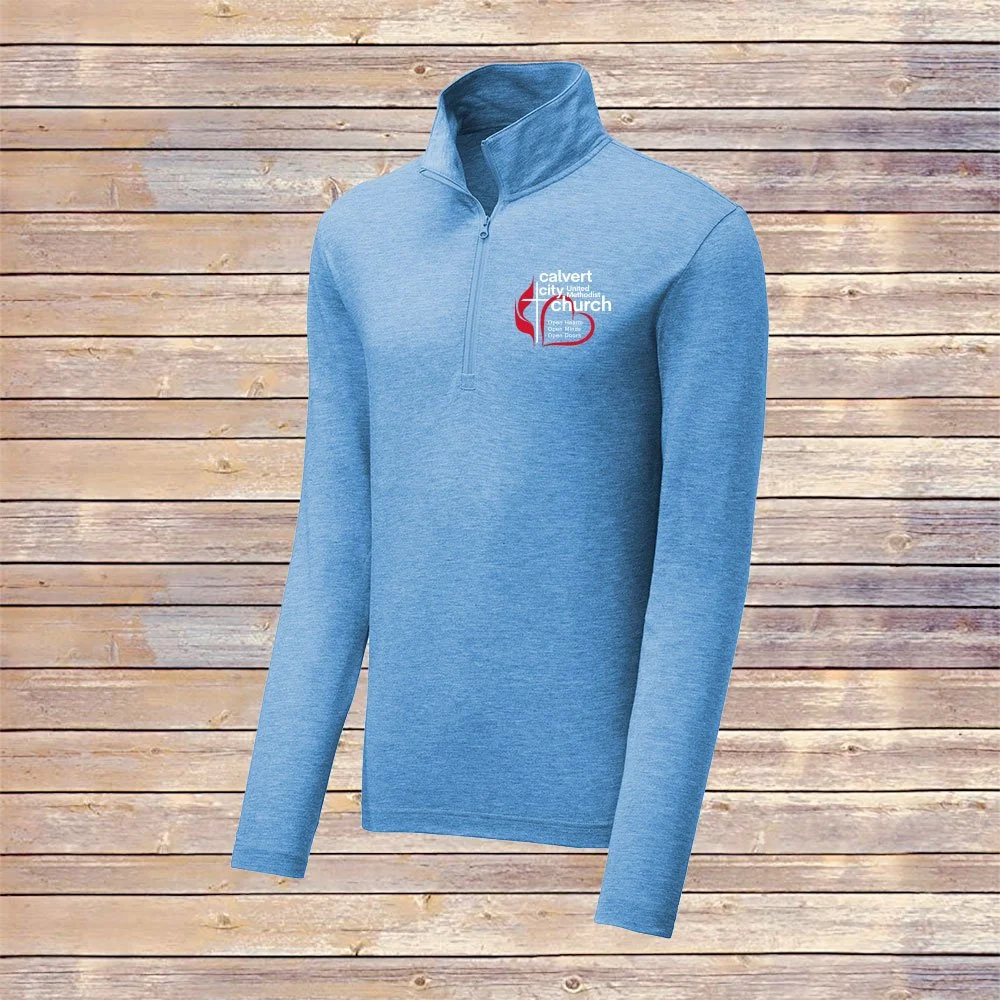 Heather Aquatic Blue CCUMC Tri-Blend Quarter Zip