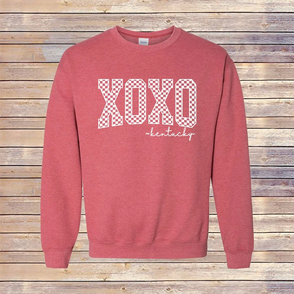 Heather Red XOXO Kentucky Crewneck Sweatshirt