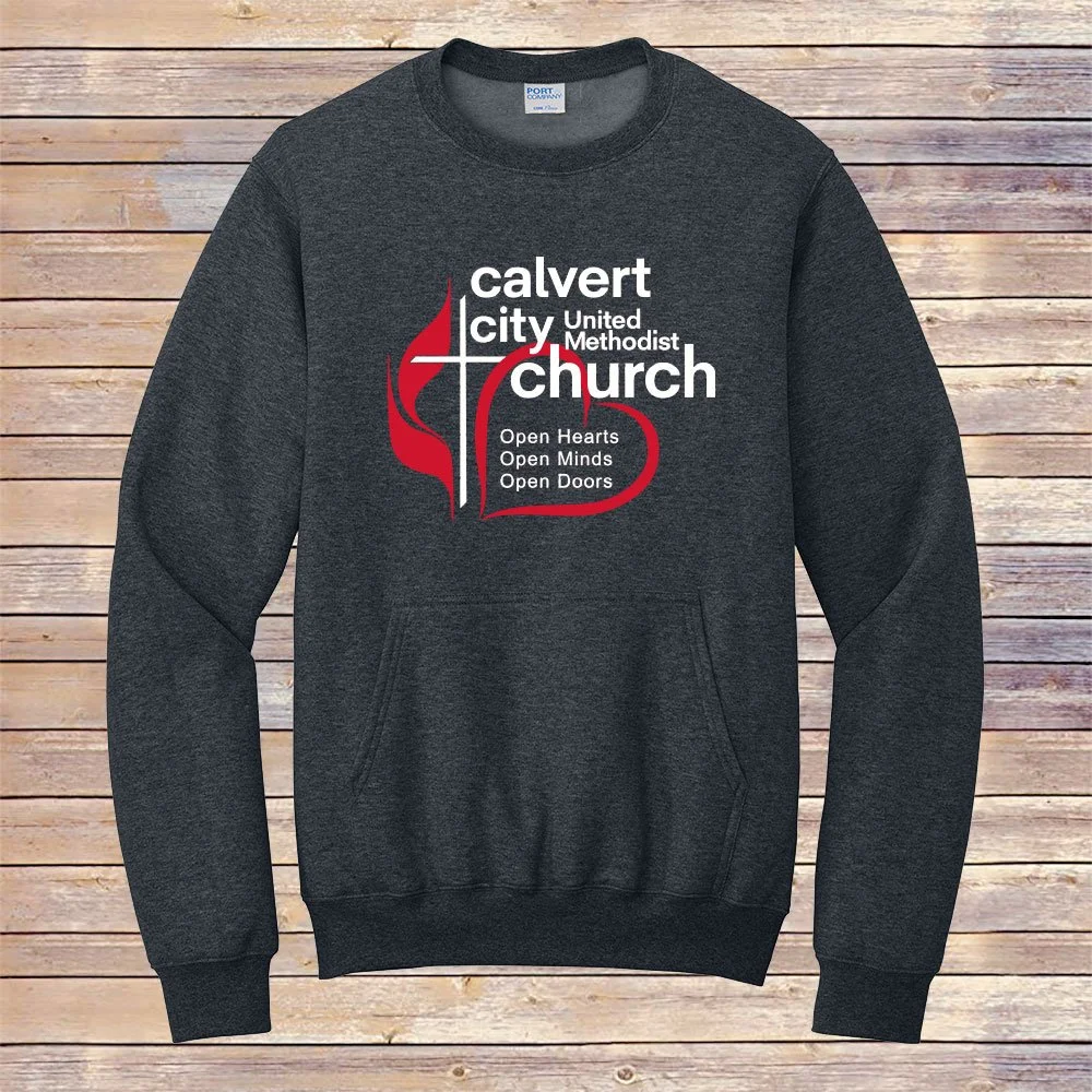 Heather Charcoal CCUMC Heart Pocket Crew - Front Only